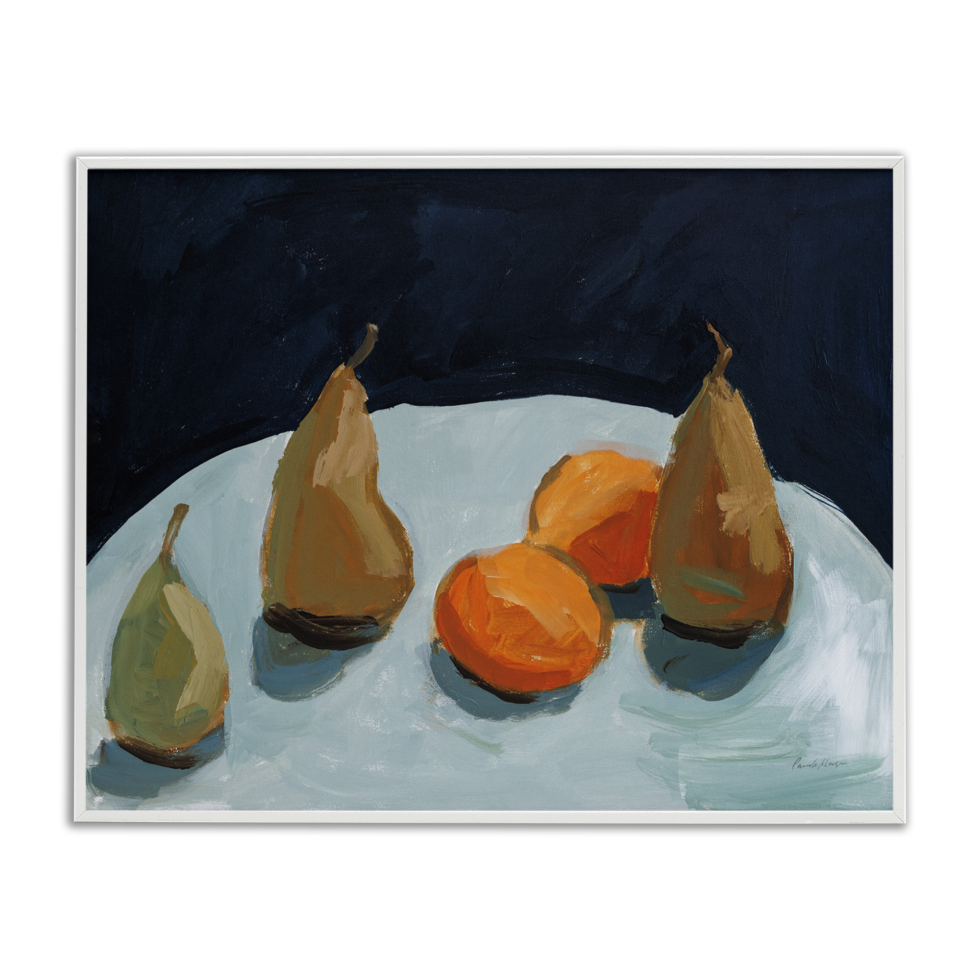 Stupell Industries Pear & Orange Food & Beverage Painting White Framed Art Print Wall Art, 14 x 11