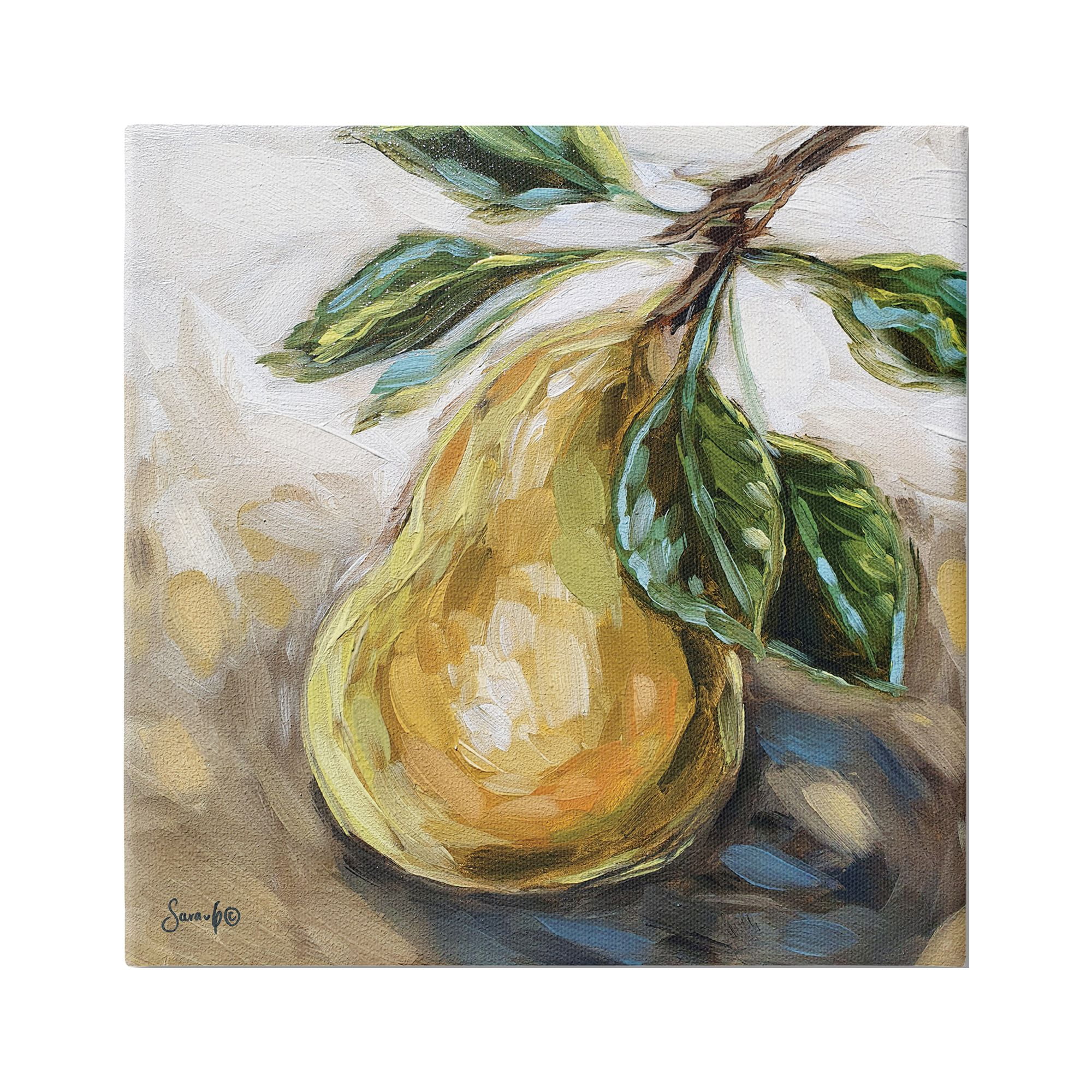 Stupell Industries Pear Still Life Painting Food & Beverage Painting Gallery Wrapped Canvas Print Wall Art, 24 x 24