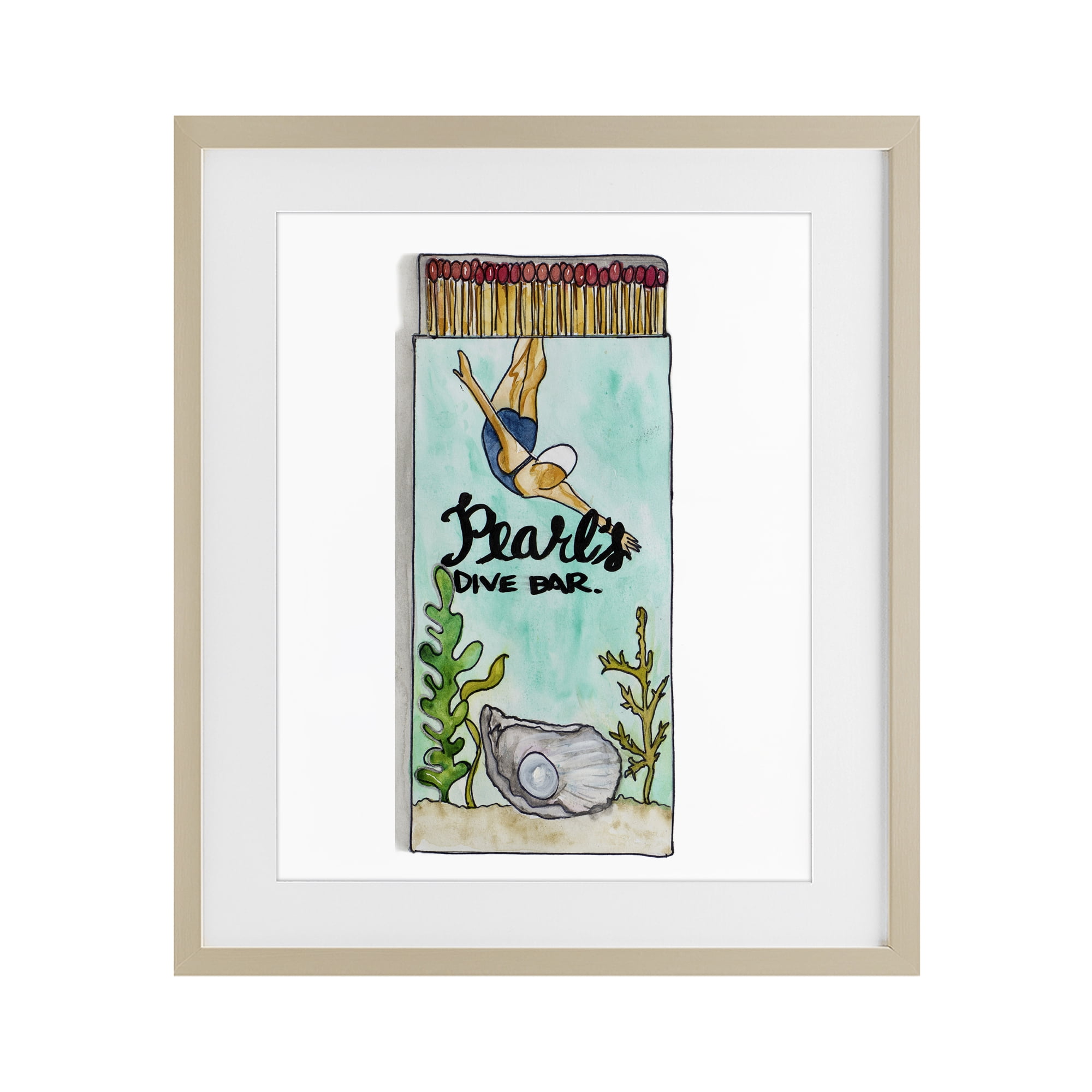 Stupell Industries Pearl Dive Matchbook Birch Framed Print Under Glass, design by Nola James