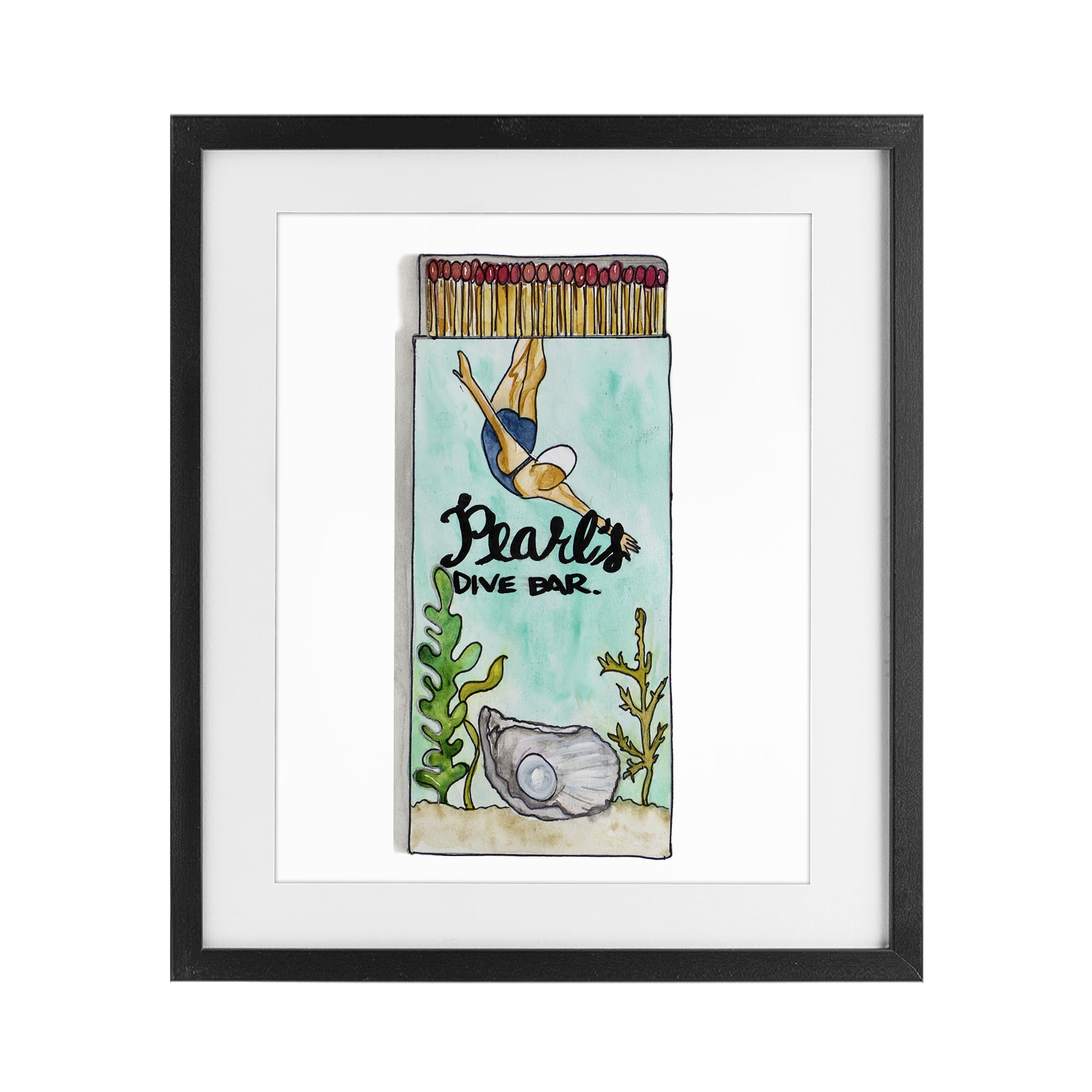 Stupell Industries Pearl Dive Matchbook Black Framed Print Under Glass, design by Nola James