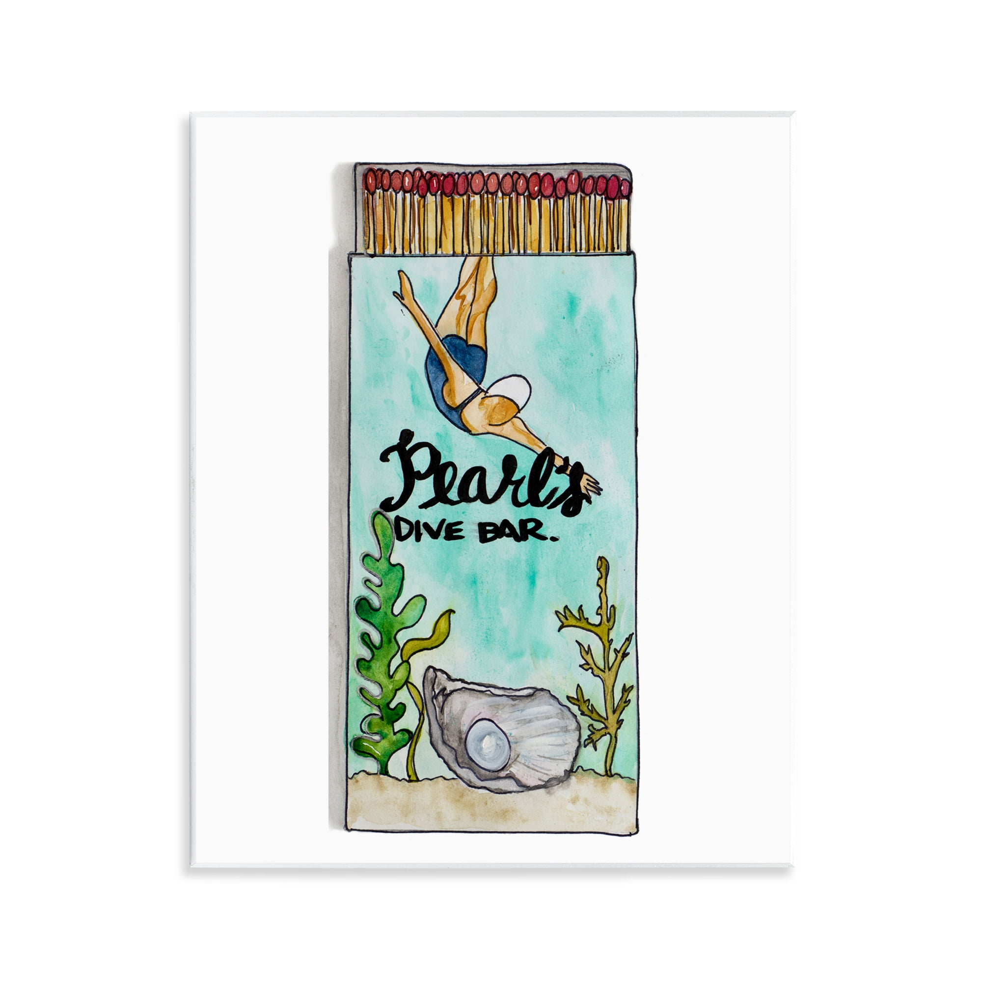 Stupell Industries Pearl Dive Matchbook Wall Plaque Art, design by Nola James