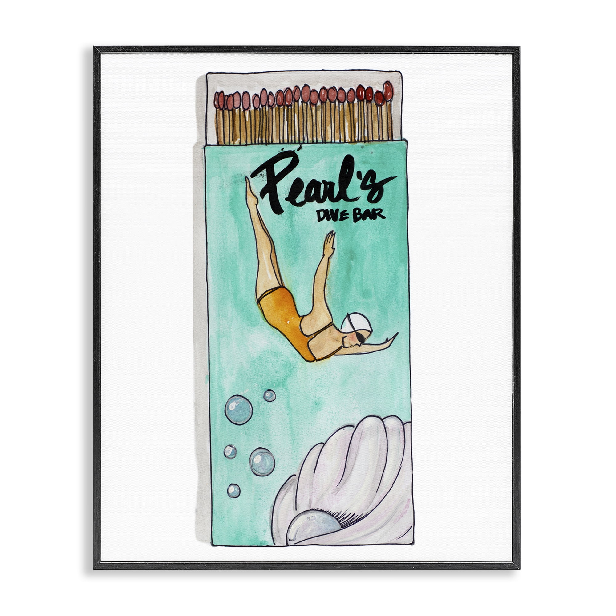 Stupell Industries Pearl Dive Matchbox Black Framed Giclee Art, design by Nola James