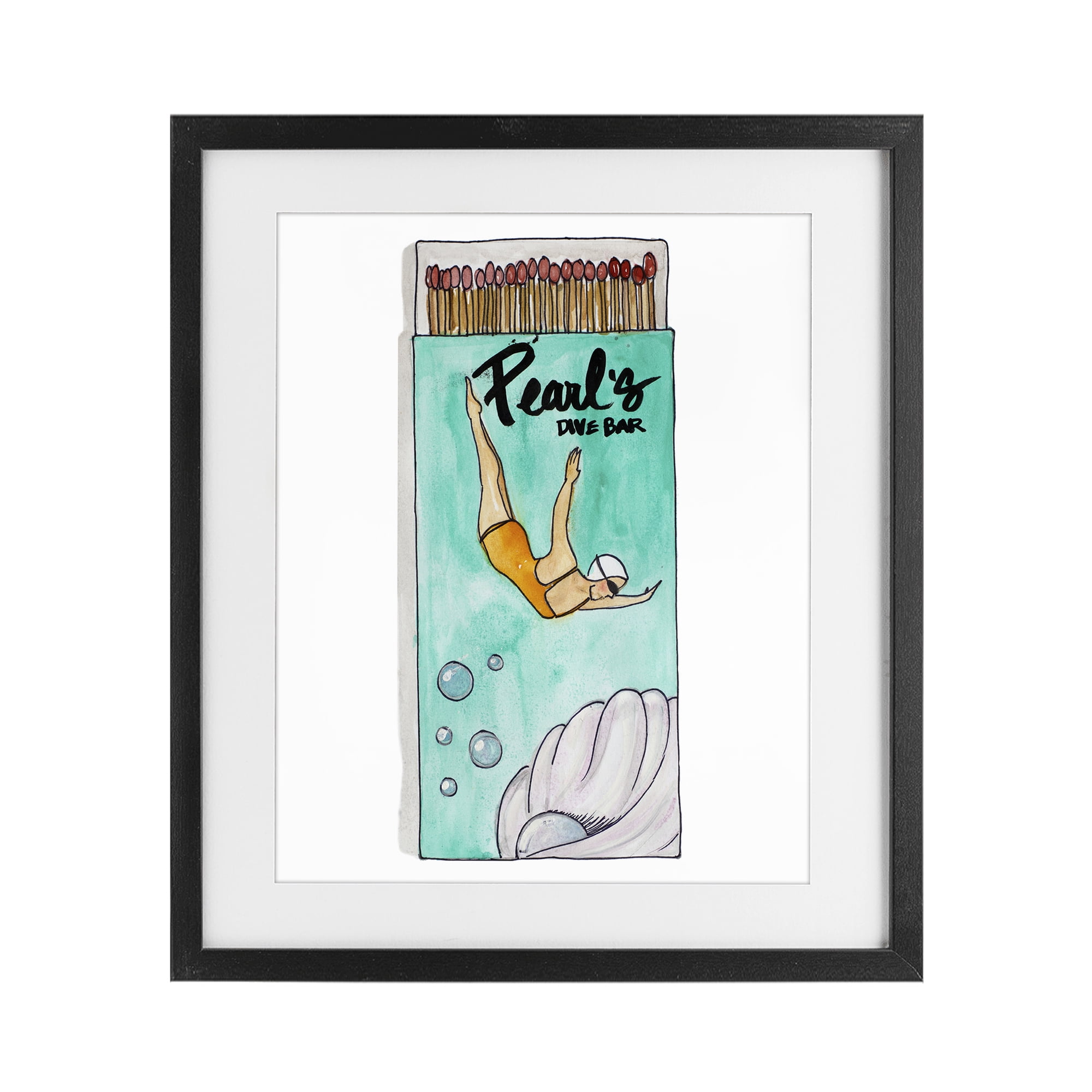 Stupell Industries Pearl Dive Matchbox Black Framed Print Under Glass, design by Nola James