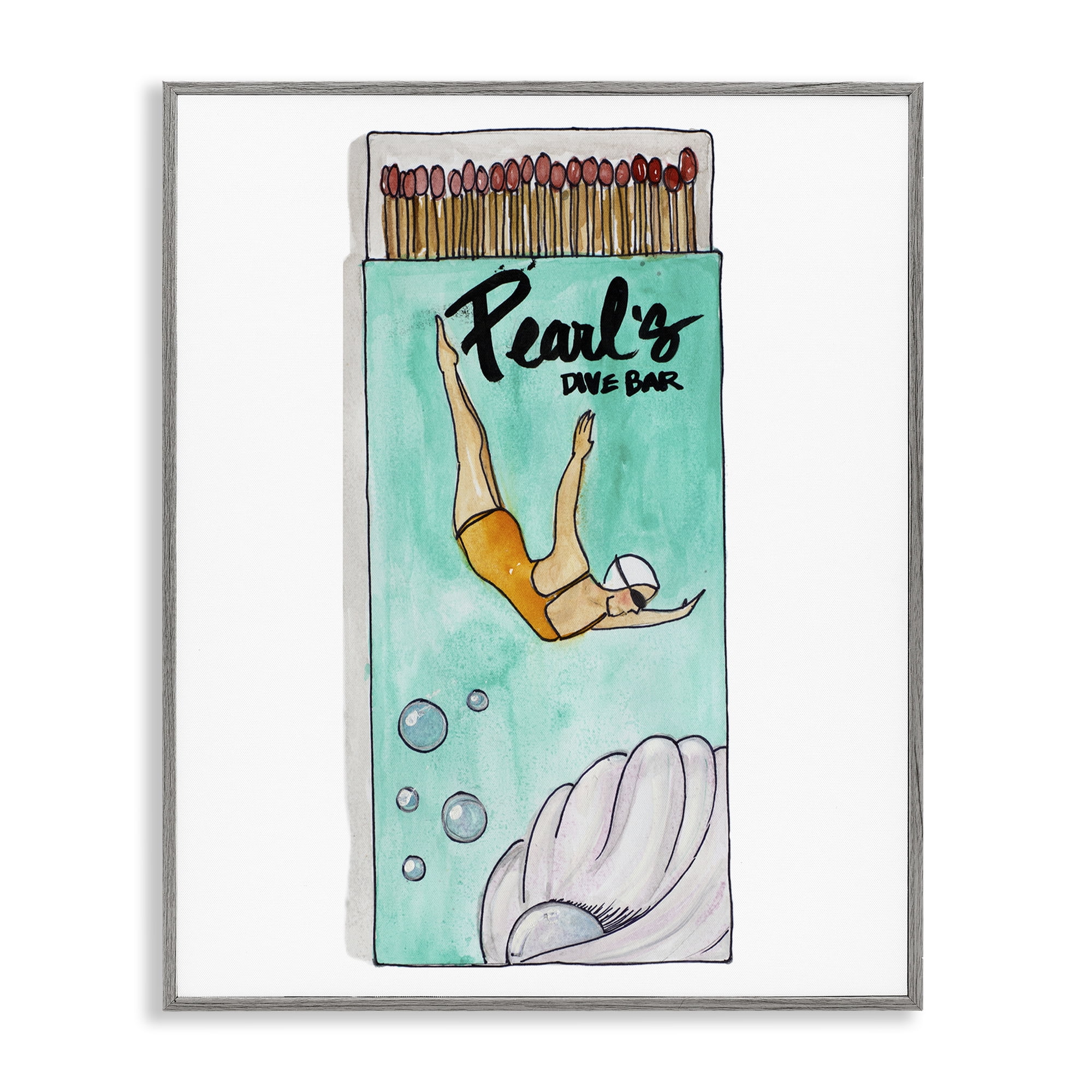 Stupell Industries Pearl Dive Matchbox Gray Framed Giclee Art, design by Nola James