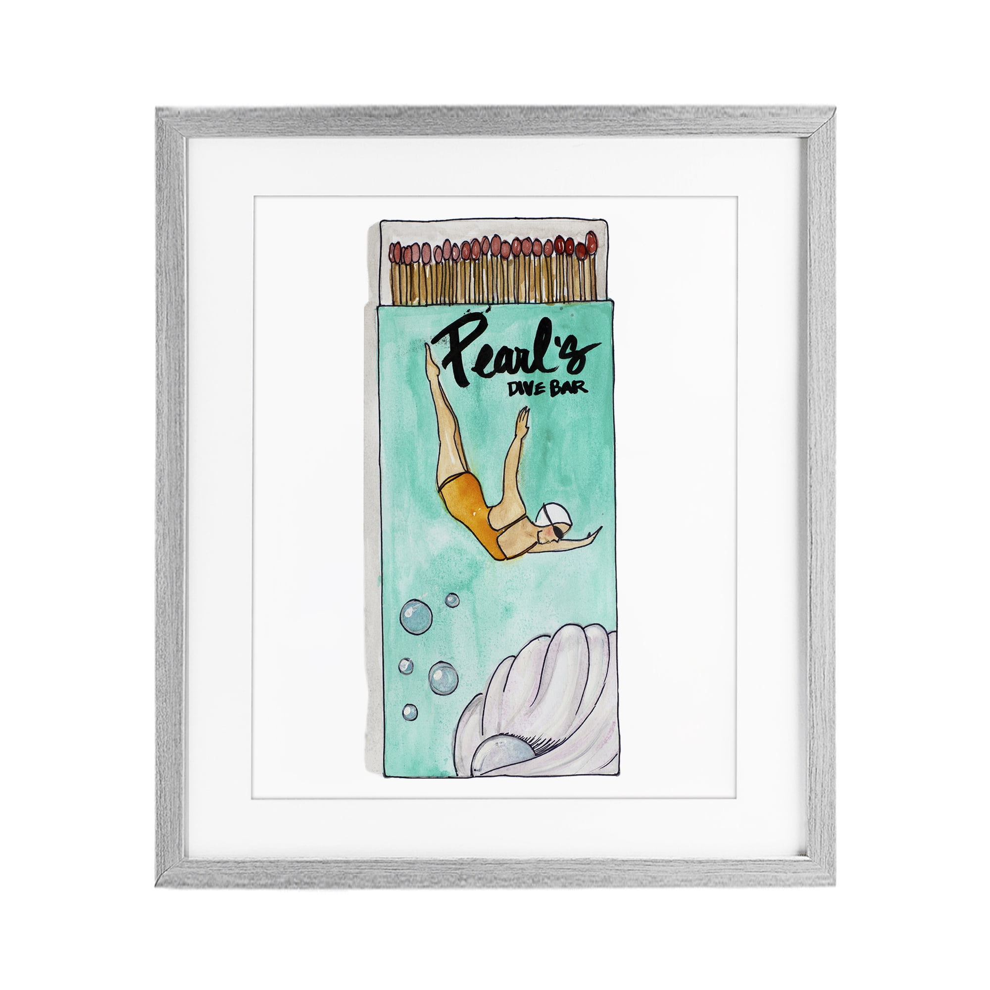 Stupell Industries Pearl Dive Matchbox Gray Framed Print Under Glass, design by Nola James