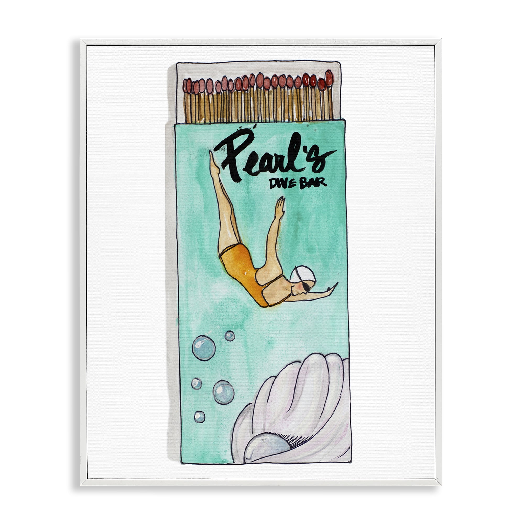 Stupell Industries Pearl Dive Matchbox White Framed Giclee Art, design by Nola James
