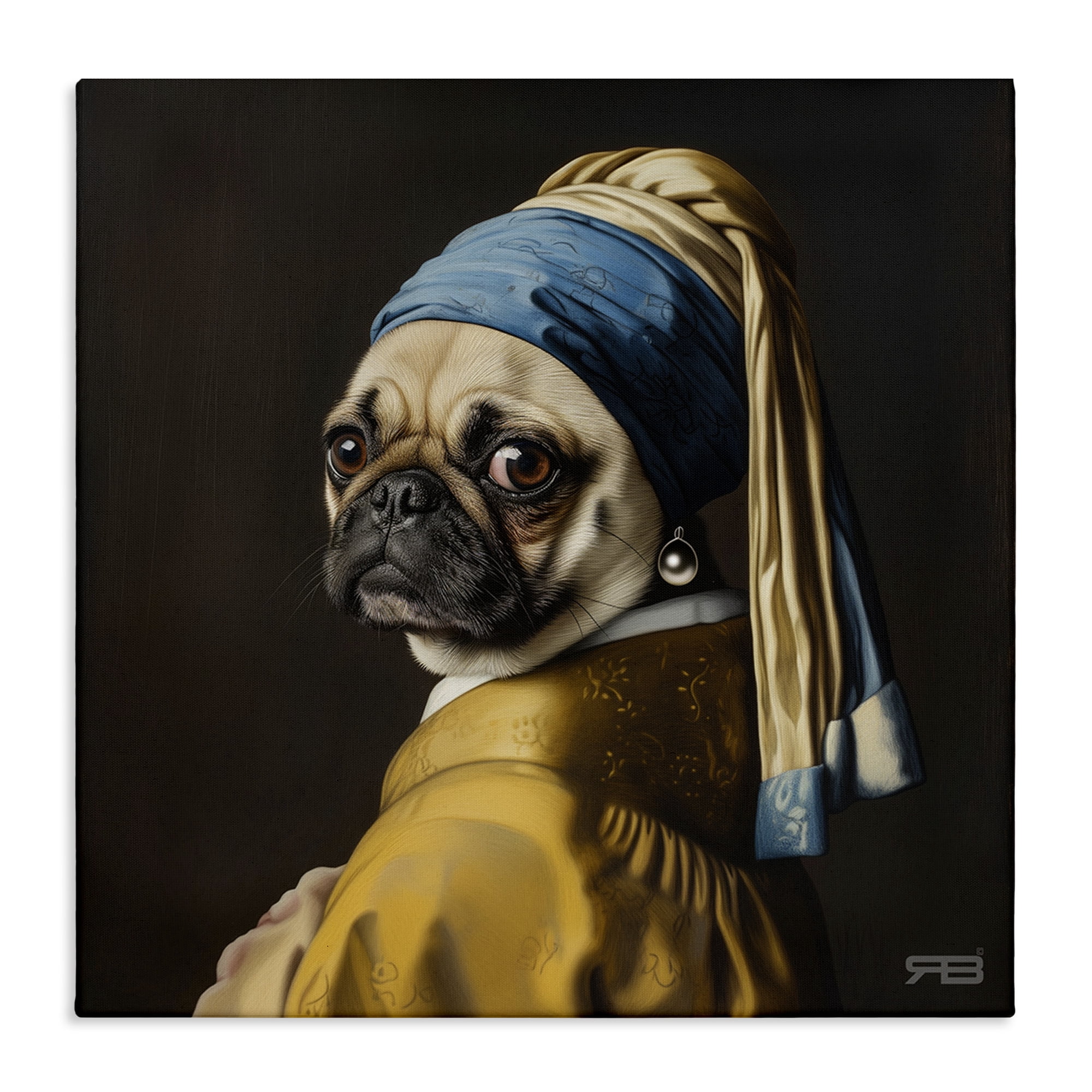 Stupell Industries Pearl Earring Classic Dog Animals & Insects Painting Gallery Wrapped Canvas Art Print Wall Art, 30 x 30