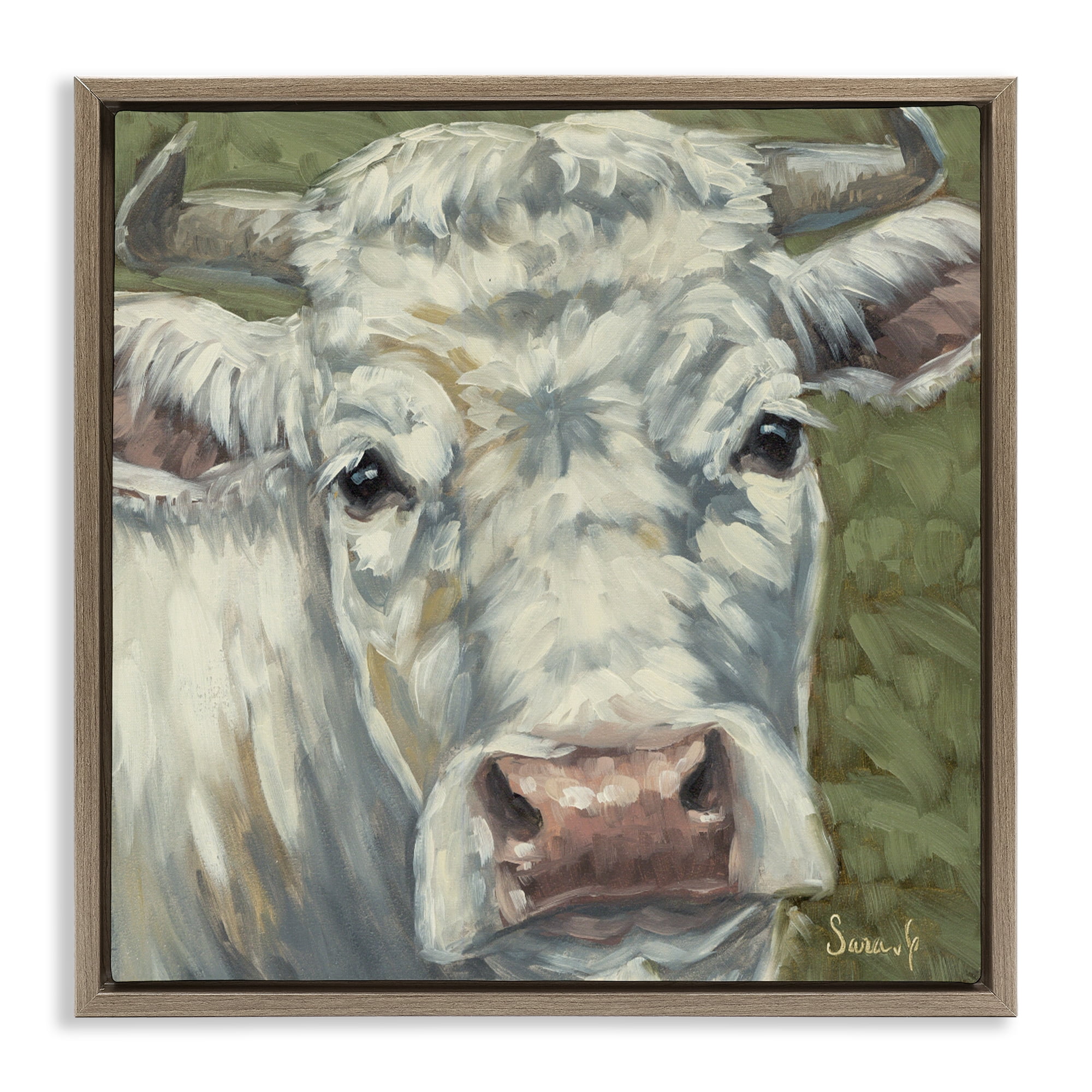 Stupell Industries Pearl Of The Pasture Brown Framed Floater Canvas Wall Art, design by Sara G. Designs