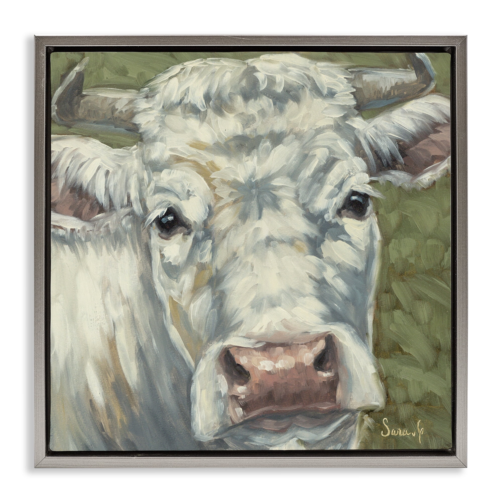 Stupell Industries Pearl Of The Pasture Gray Framed Floater Canvas Wall Art, design by Sara G. Designs