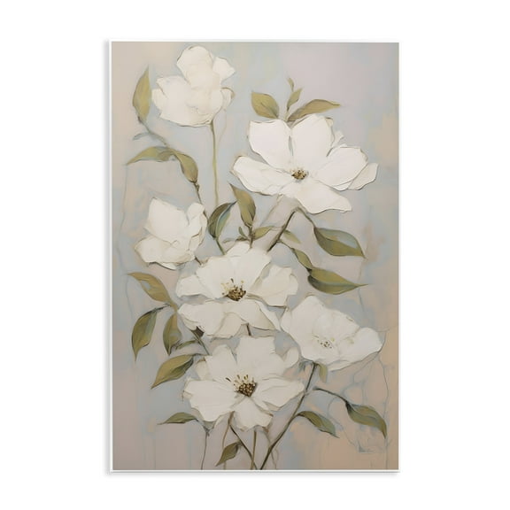 Stupell Industries Pearly White Flowers Botanical & Floral Painting Unframed Art Print Wall Art, 10 x 15