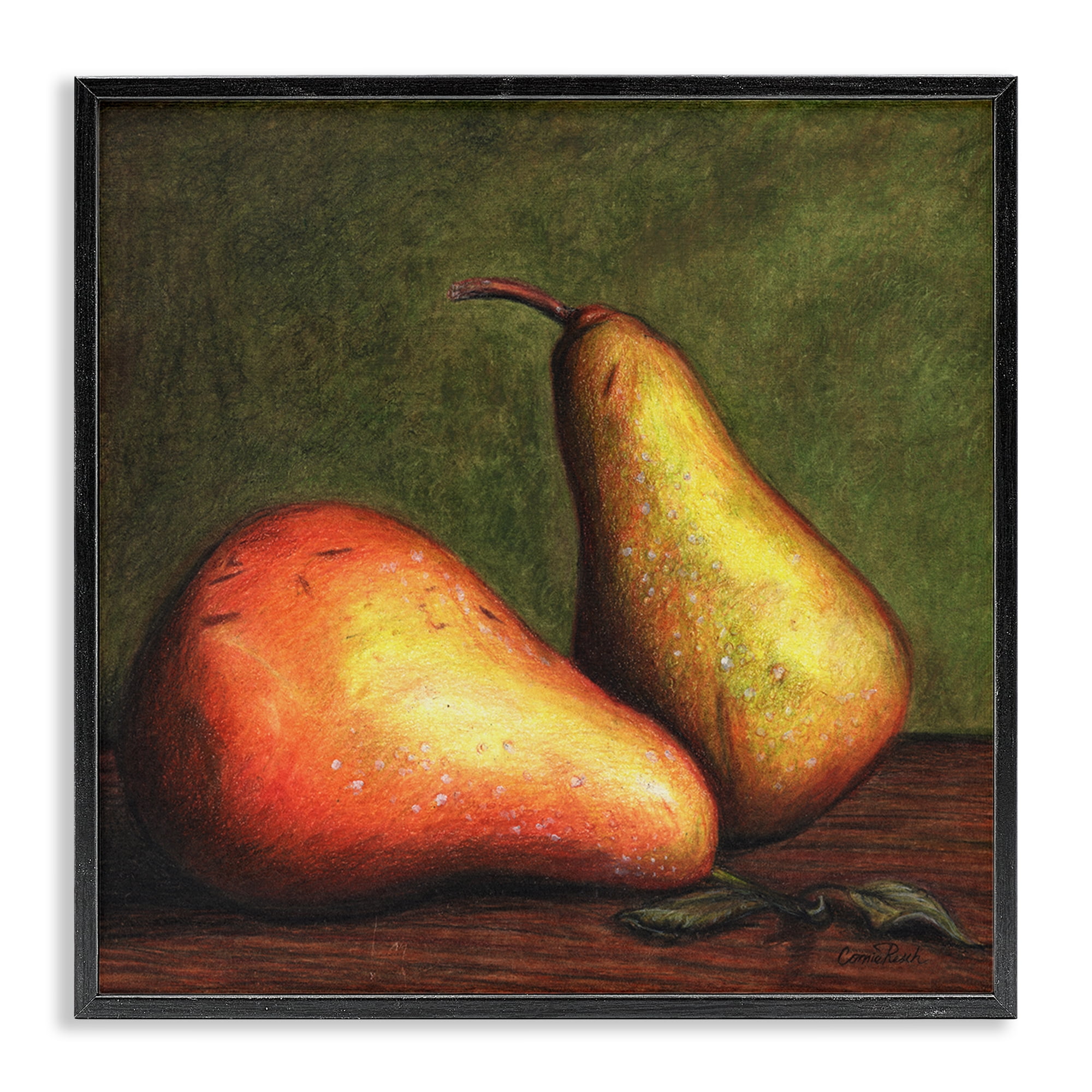 Stupell Industries Pears Still Life Food & Beverage Painting Black Framed Art Print Wall Art, 12 x 12