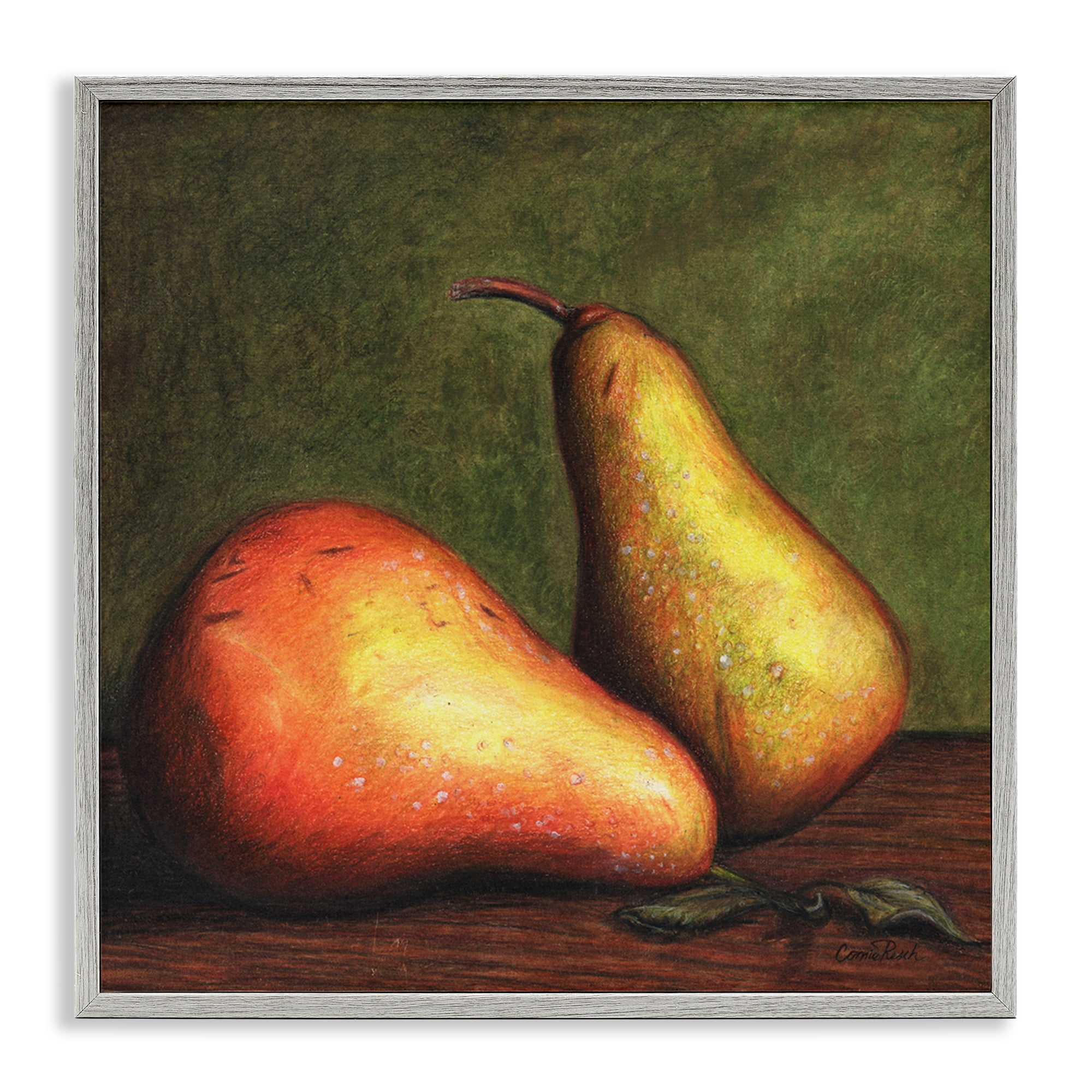 Stupell Industries Pears Still Life Food & Beverage Painting Gray Framed Art Print Wall Art, 24 x 24