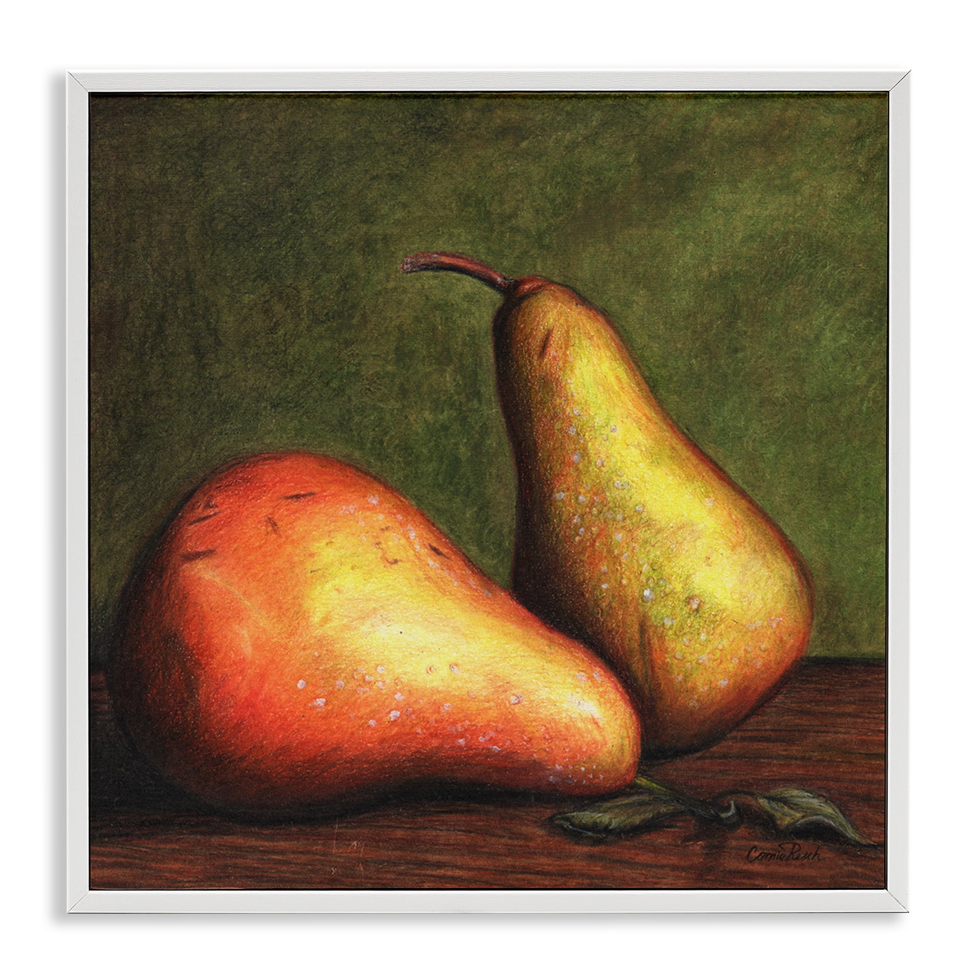 Stupell Industries Pears Still Life Food & Beverage Painting White Framed Art Print Wall Art, 17 x 17