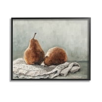 Stupell Industries Pears on Blanket Painting Food & Beverage Painting Black Framed Art Print Wall Art, 14 x 11