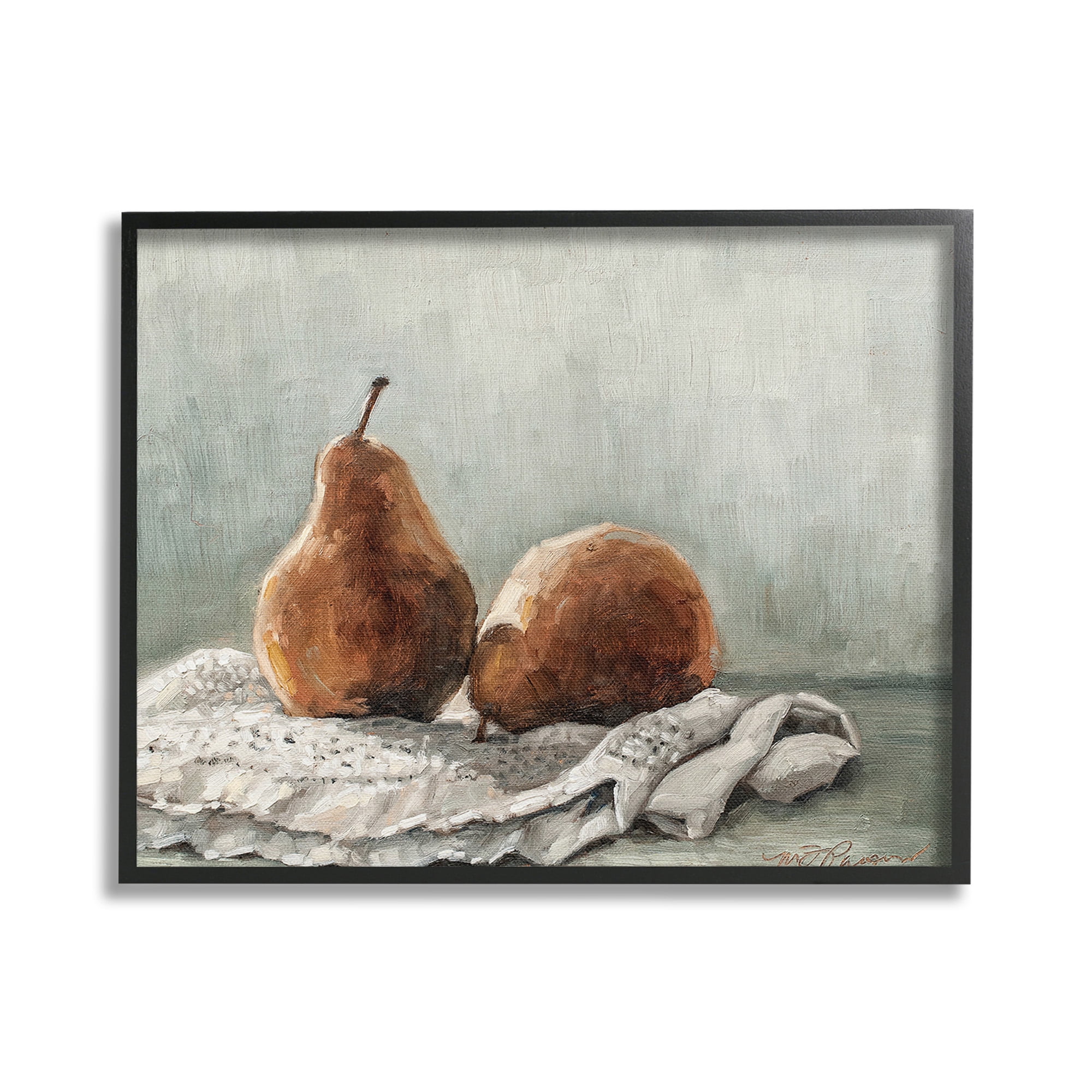 Stupell Industries Pears on Blanket Painting Food & Beverage Painting Black Framed Art Print Wall Art, 20 x 16