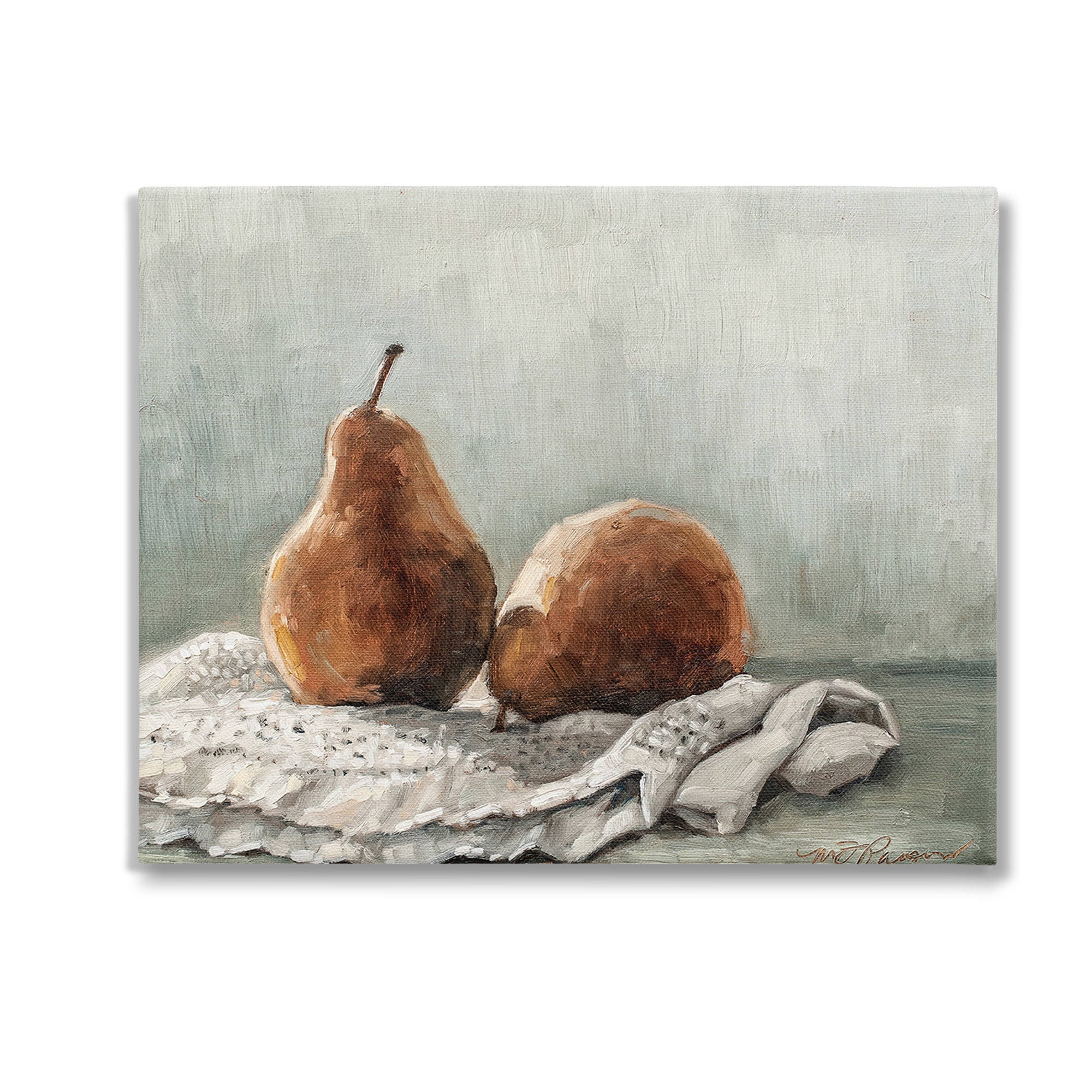 Stupell Industries Pears on Blanket Painting Food & Beverage Painting Gallery Wrapped Canvas Art Print Wall Art, 30 x 24