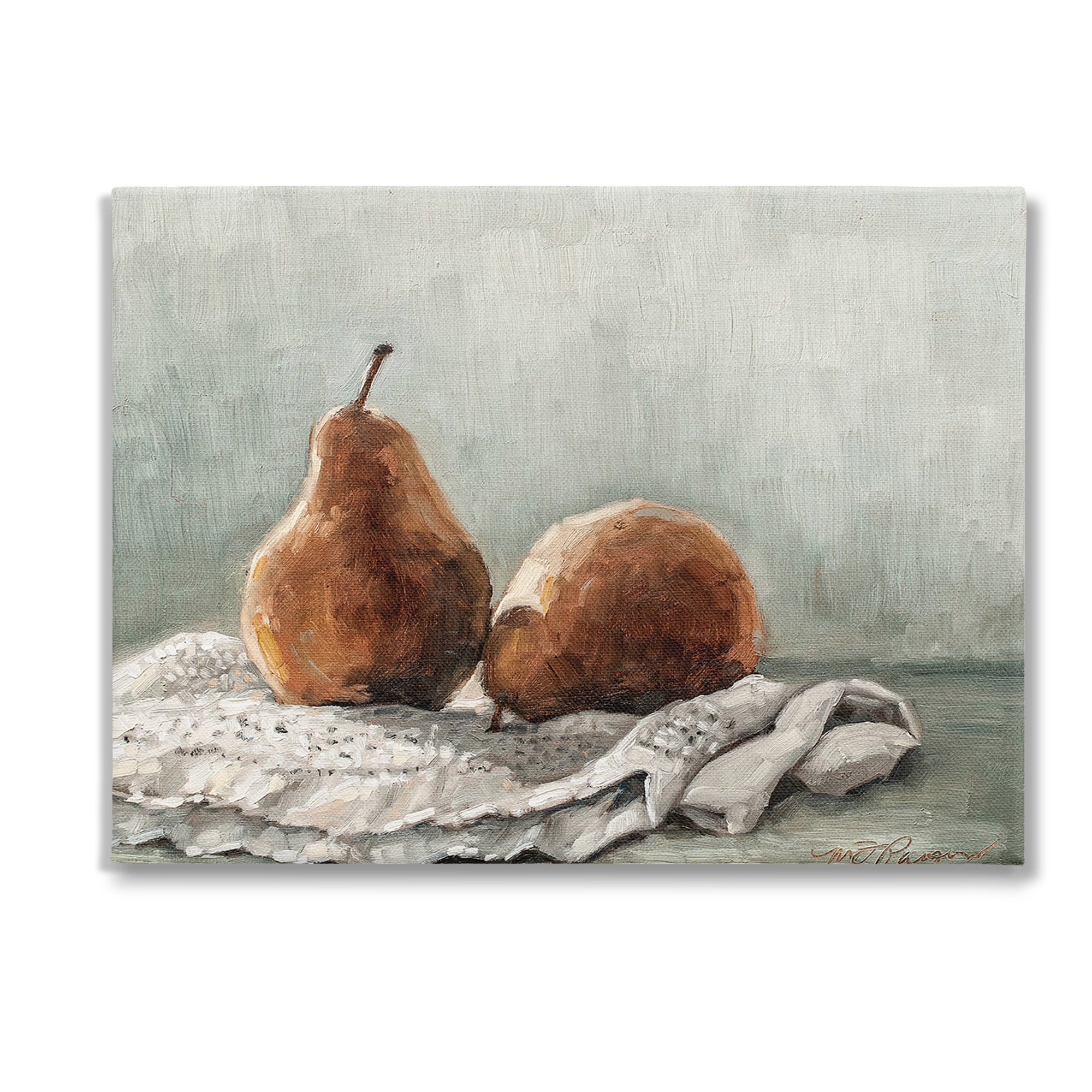 Stupell Industries Pears on Blanket Painting Food & Beverage Painting Gallery Wrapped Canvas Art Print Wall Art, 48 x 36