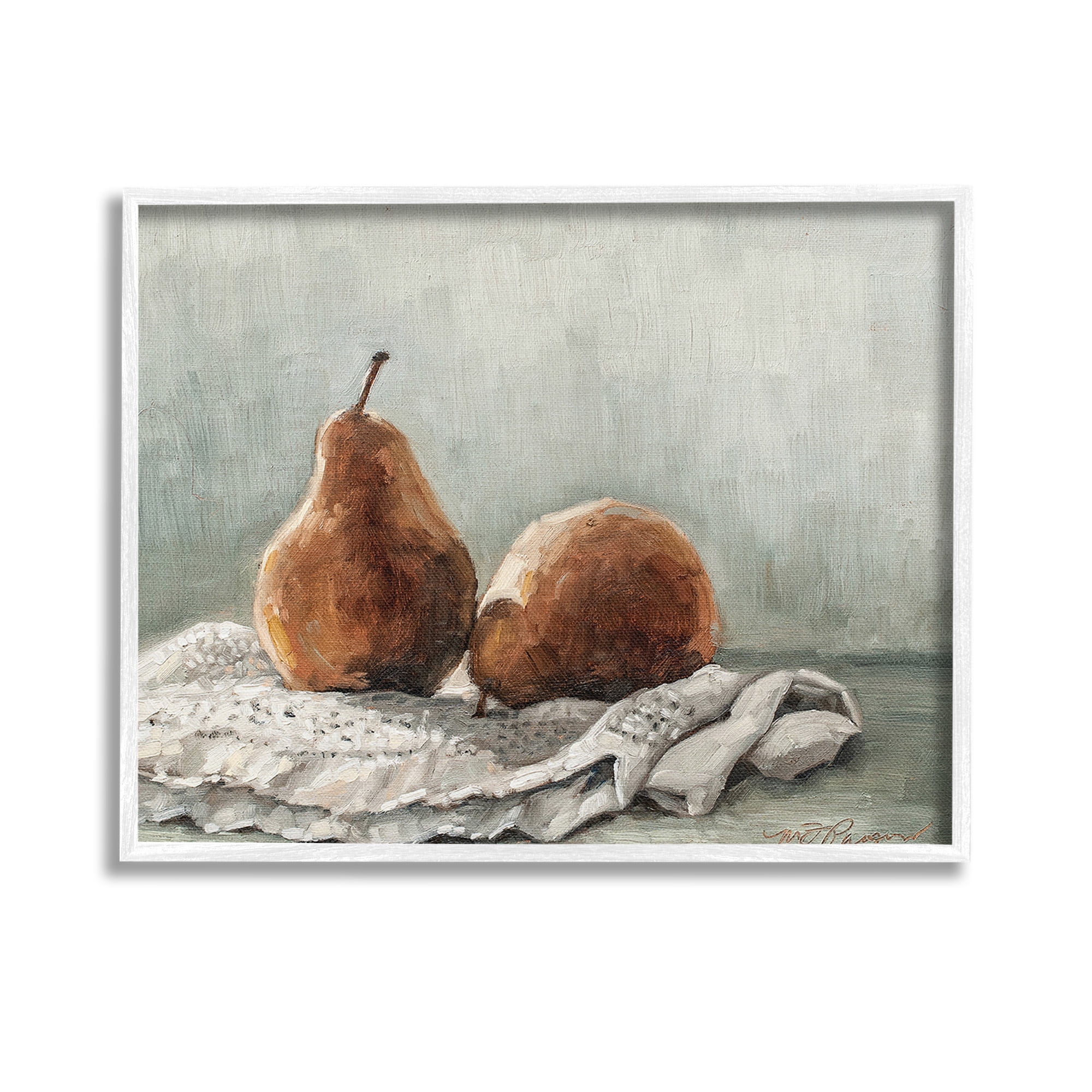 Stupell Industries Pears on Blanket Painting Food & Beverage Painting White Framed Art Print Wall Art, 14 x 11