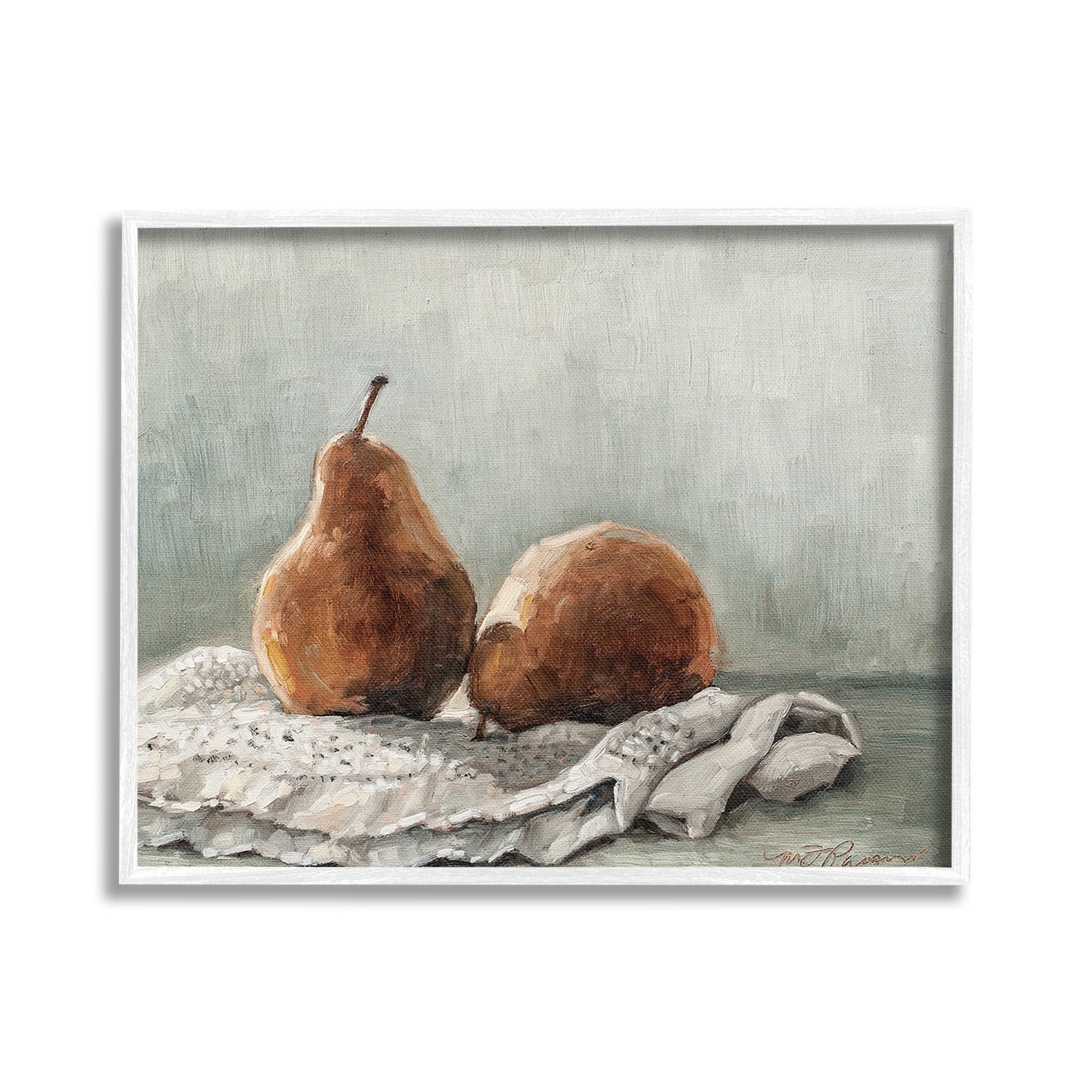 Stupell Industries Pears on Blanket Painting Food & Beverage Painting White Framed Art Print Wall Art, 20 x 16