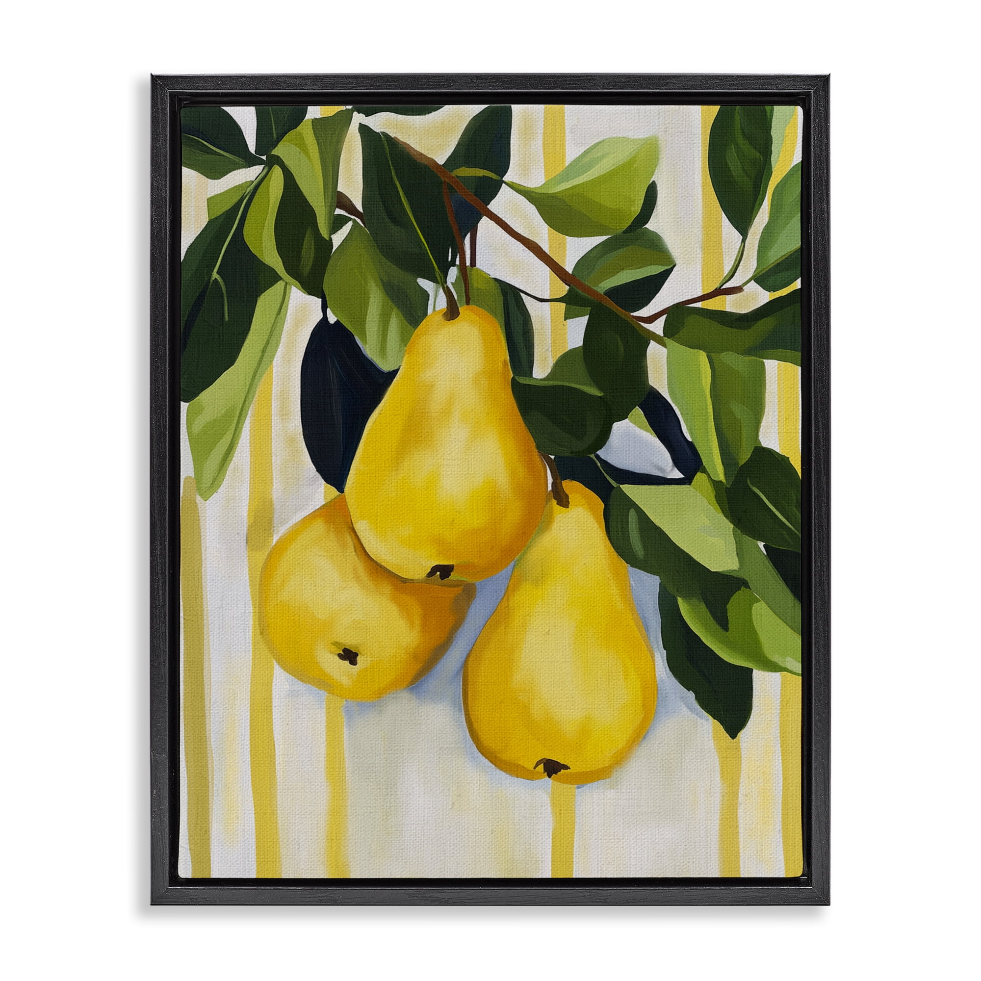Stupell Industries Pears on Lush Branch Black Framed Floater Canvas Wall Art, design by Yen