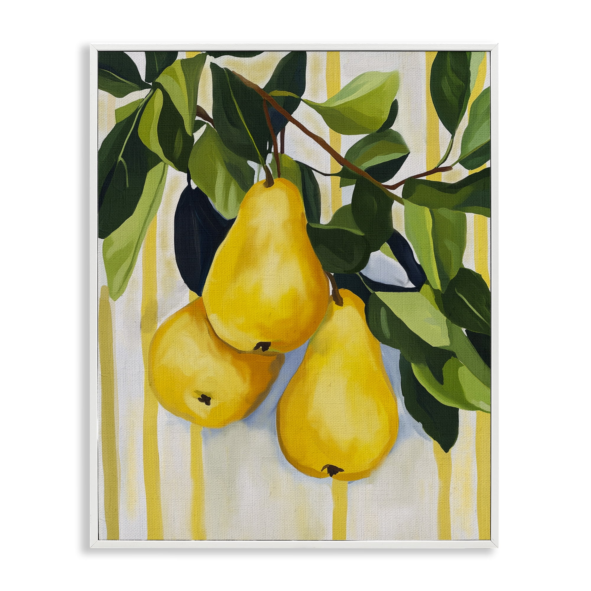 Stupell Industries Pears on Lush Branch White Framed Giclee Art, design by Yen