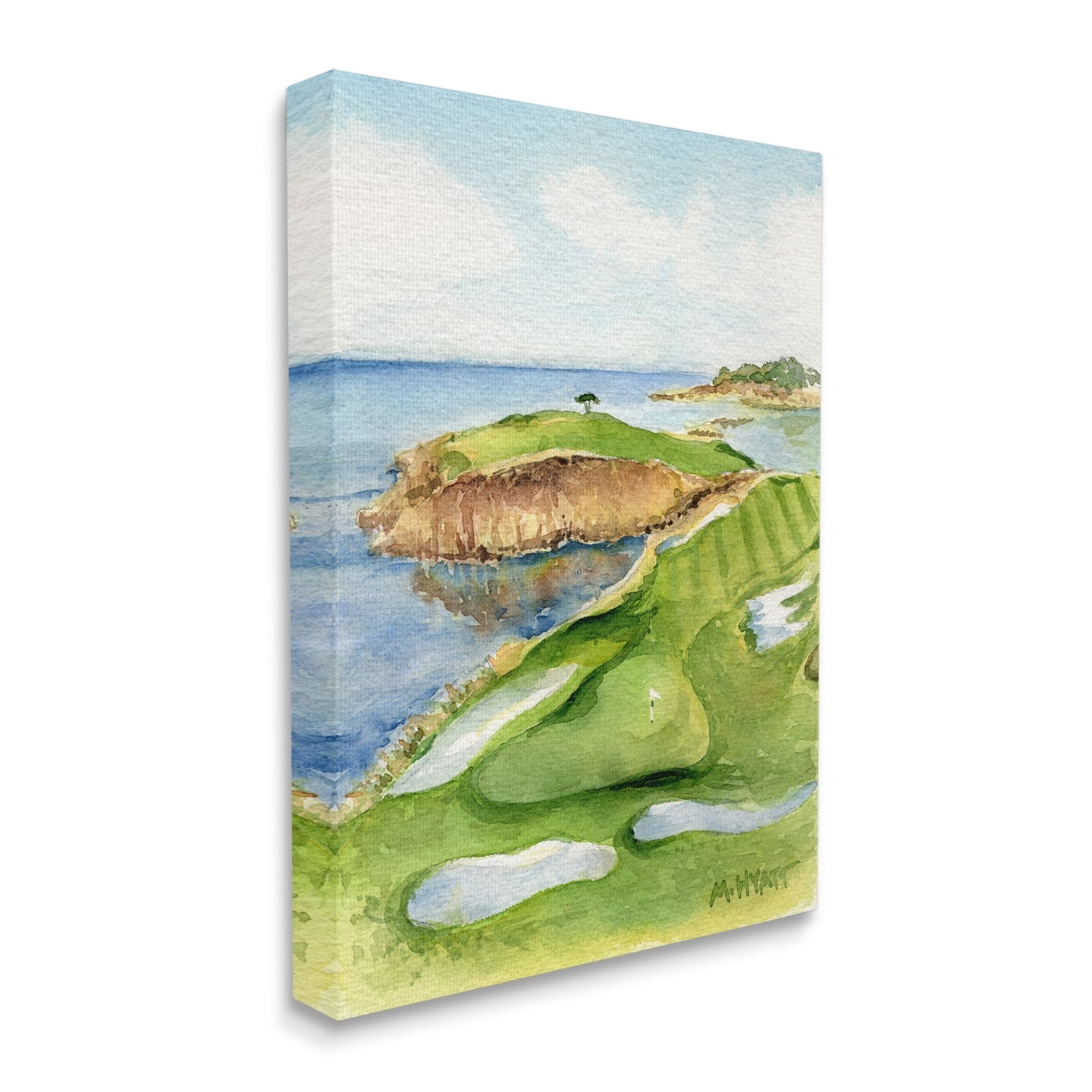 Stupell Industries Pebble Beach Cliffside Golf Course Soft Watercolor Canvas Wall Art, 30 x 40, Design by Melissa Hyatt LLC
