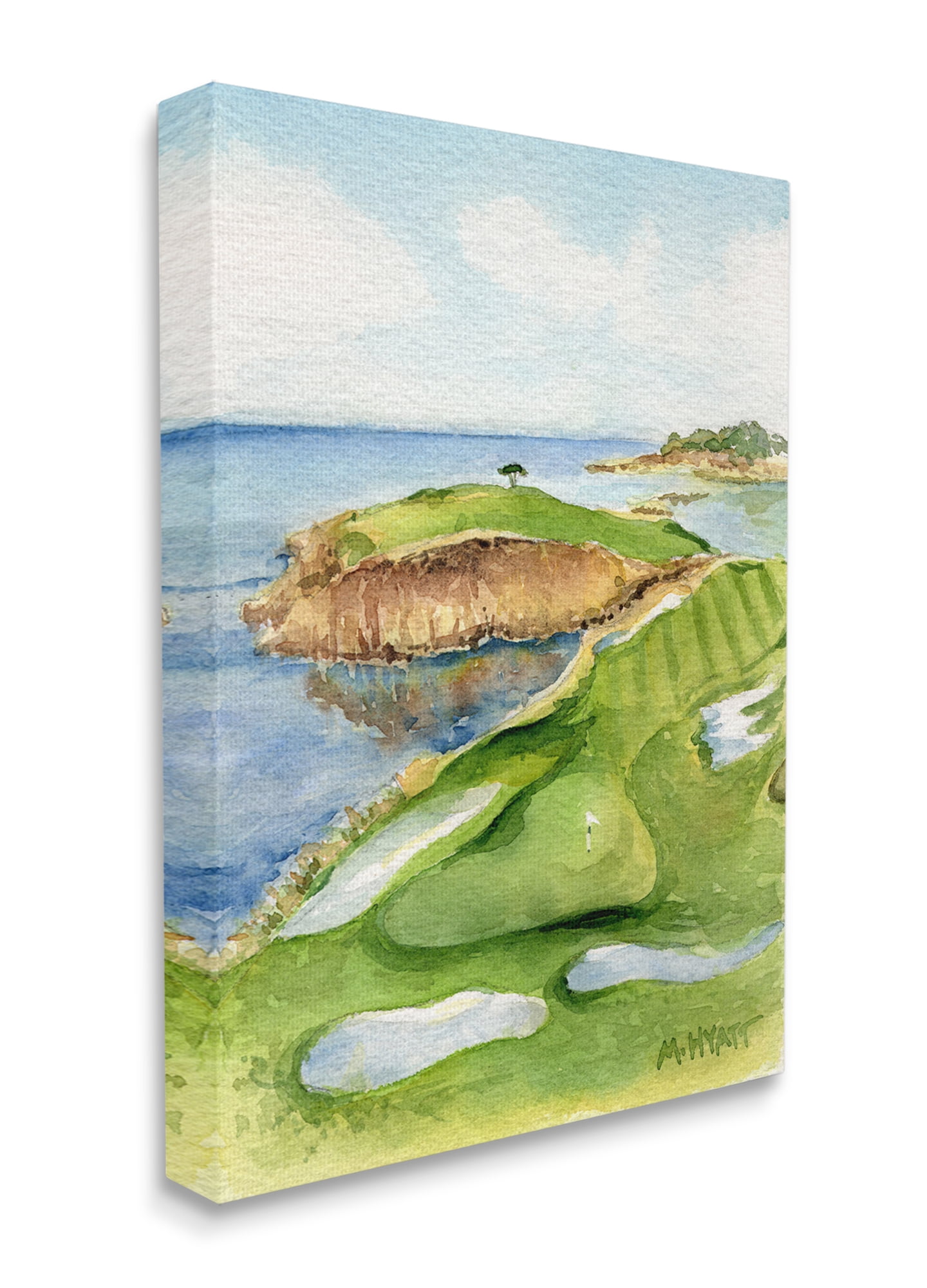 Stupell Industries Pebble Beach Cliffside Golf Course Soft Watercolor Canvas Wall Art, 36 x 48, Design by Melissa Hyatt LLC