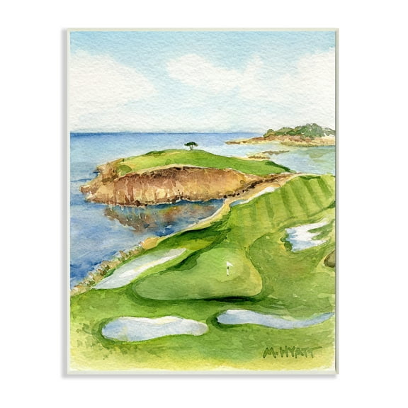 Stupell Industries Pebble Beach Cliffside Golf Course Soft Watercolor Wall Plaque, 10 x 15, Design by Melissa Hyatt LLC