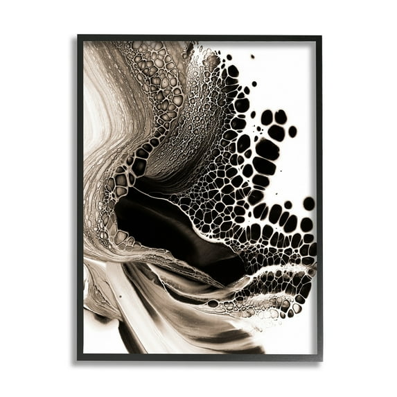 Pebbled Abstract Flowing Shapes Monochromatic Pattern Abstract Graphic Art Framed Art Print Wall Art