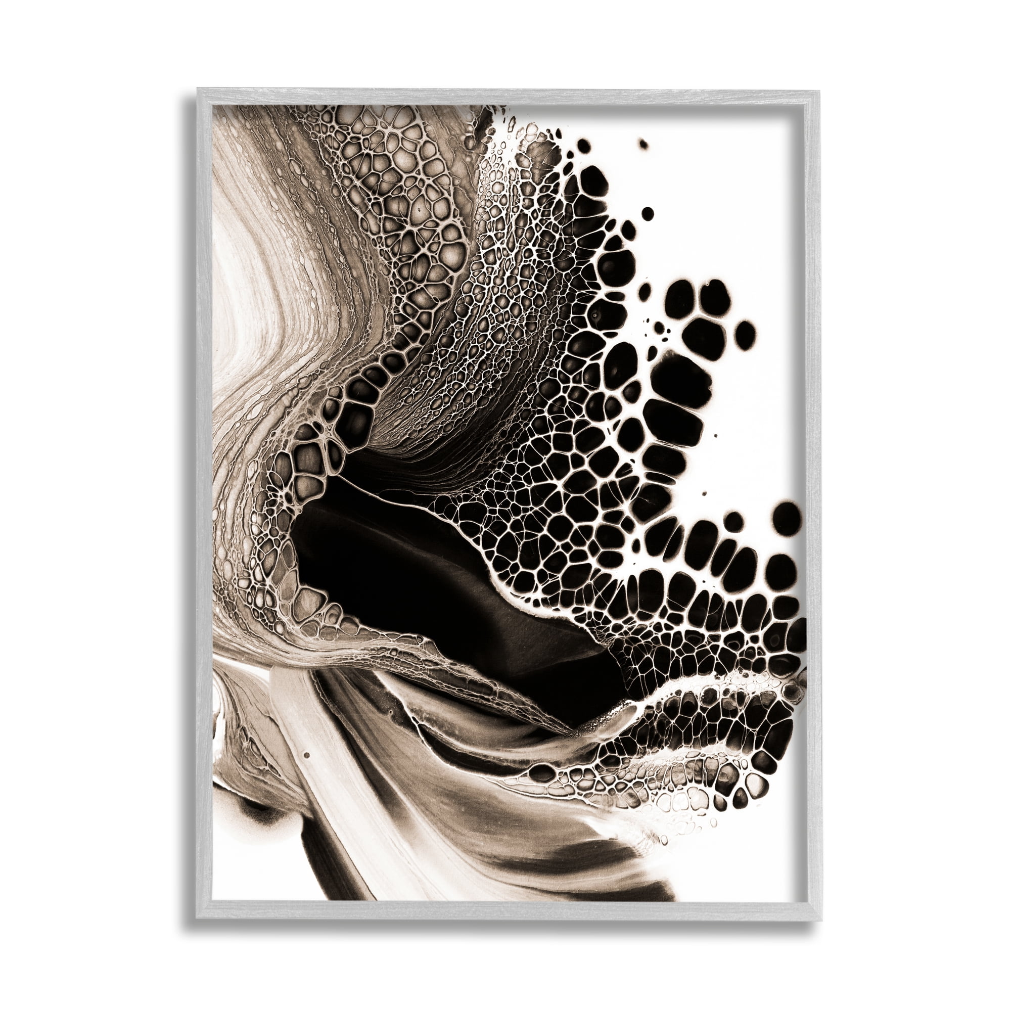 Stupell Industries Pebbled Abstract Flowing Shapes Monochromatic Pattern Framed Wall Art, 11 x 14, Design by Ros Ruseva