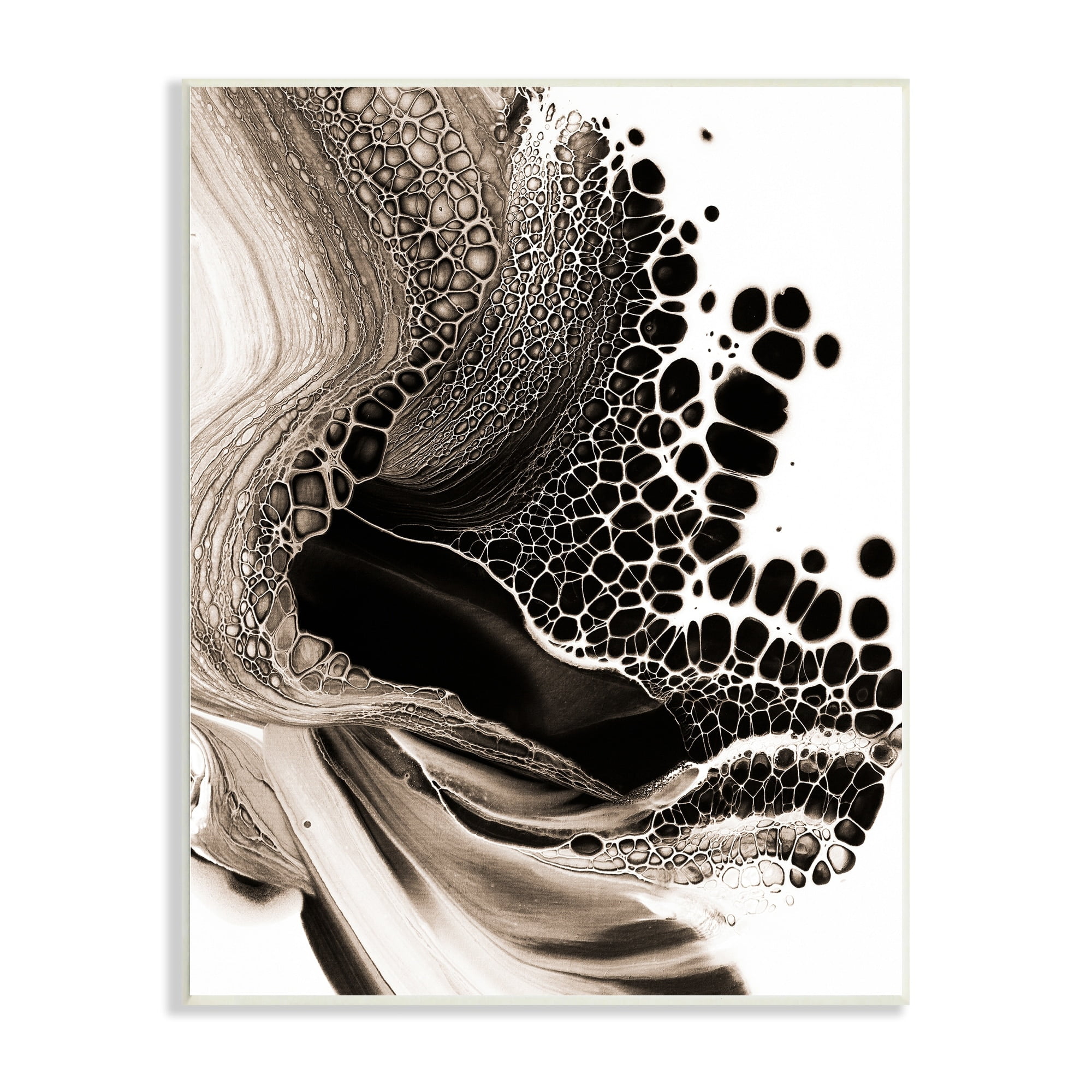 Stupell Industries Pebbled Abstract Flowing Shapes Monochromatic Pattern Wood Wall Art, 13 x 19, Design by Ros Ruseva