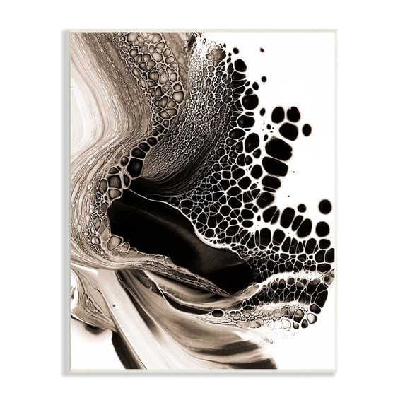 Stupell Industries Pebbled Abstract Flowing Shapes Monochromatic Pattern Wood Wall Art, 13 x 19, Design by Ros Ruseva