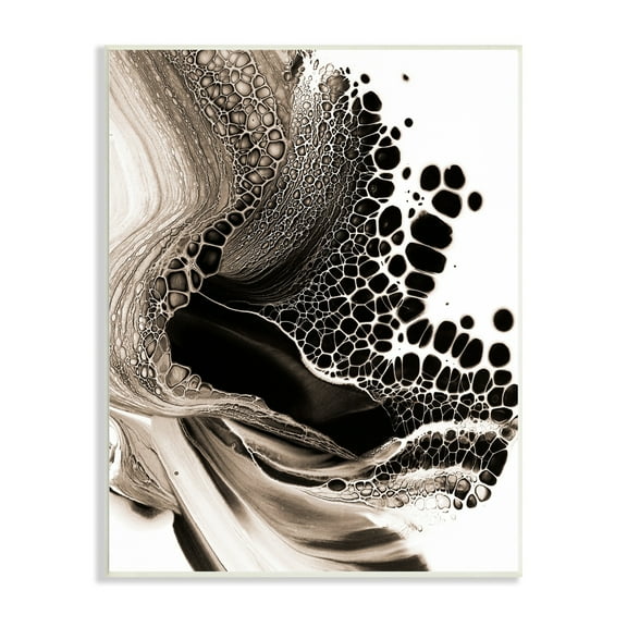 Stupell Industries Pebbled Abstract Flowing Shapes Monochromatic Pattern Wood Wall Art, 13 x 19, Design by Ros Ruseva