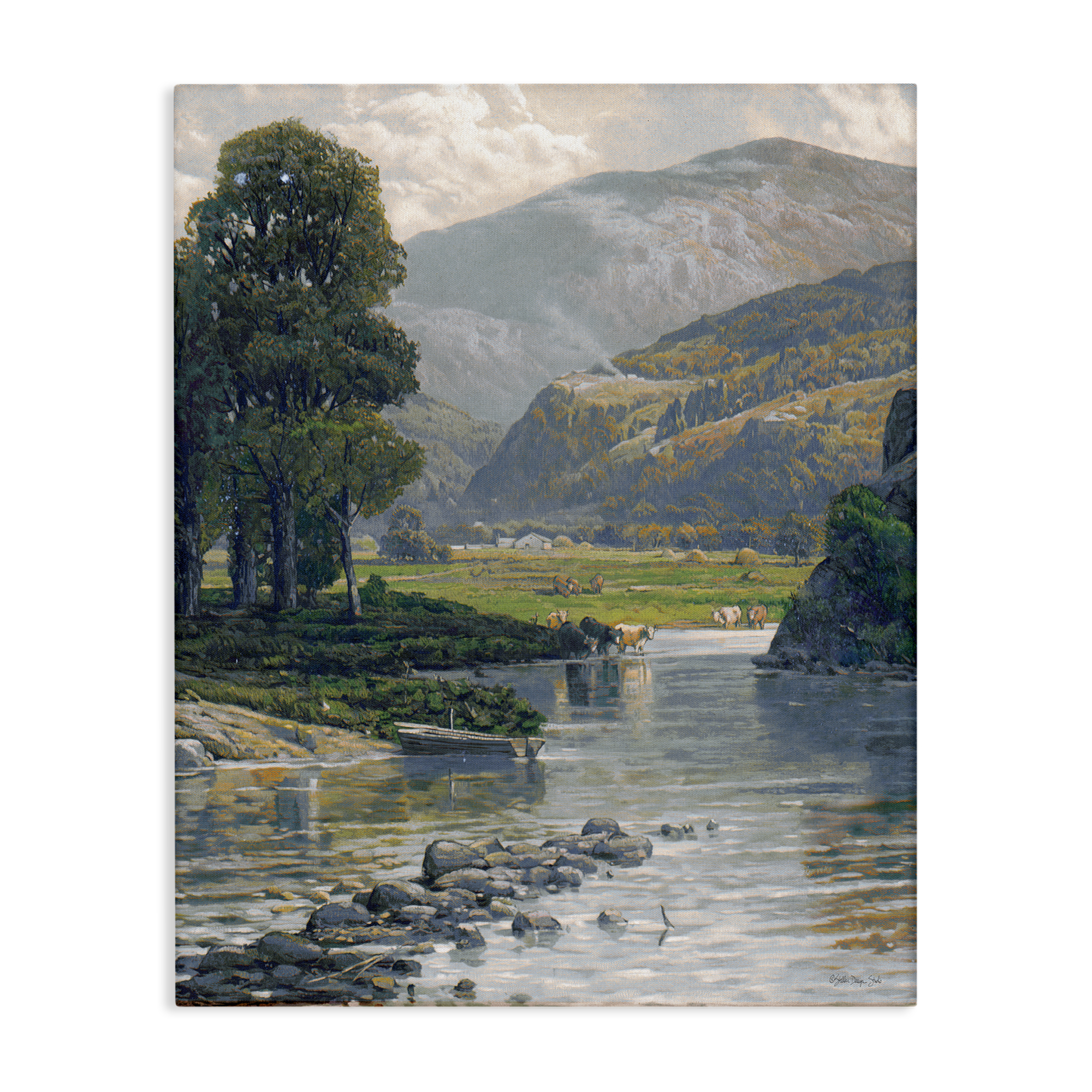 Stupell Industries Pebbled Creek Terrain Landscape & Nature Painting Wrapped Canvas Art Print Wall Art, 36 x 48