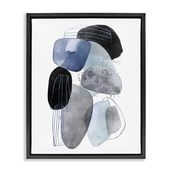 Stupell Industries Modern Pebbles of Frozen Currents Black Floating Frame Canvas Art, 17 x 21, by Svetlana Aleynikova