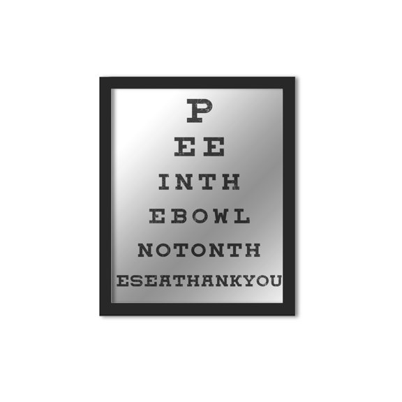 Stupell Industries Pee In The Bowl Bathroom Eye Chart Black Framed, 11 x 14