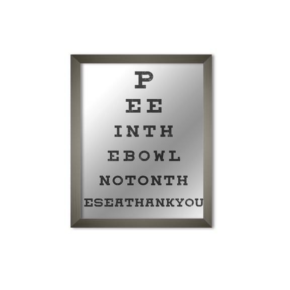 Stupell Industries Pee In The Bowl Bathroom Eye Chart Grey Framed , 11 x 14