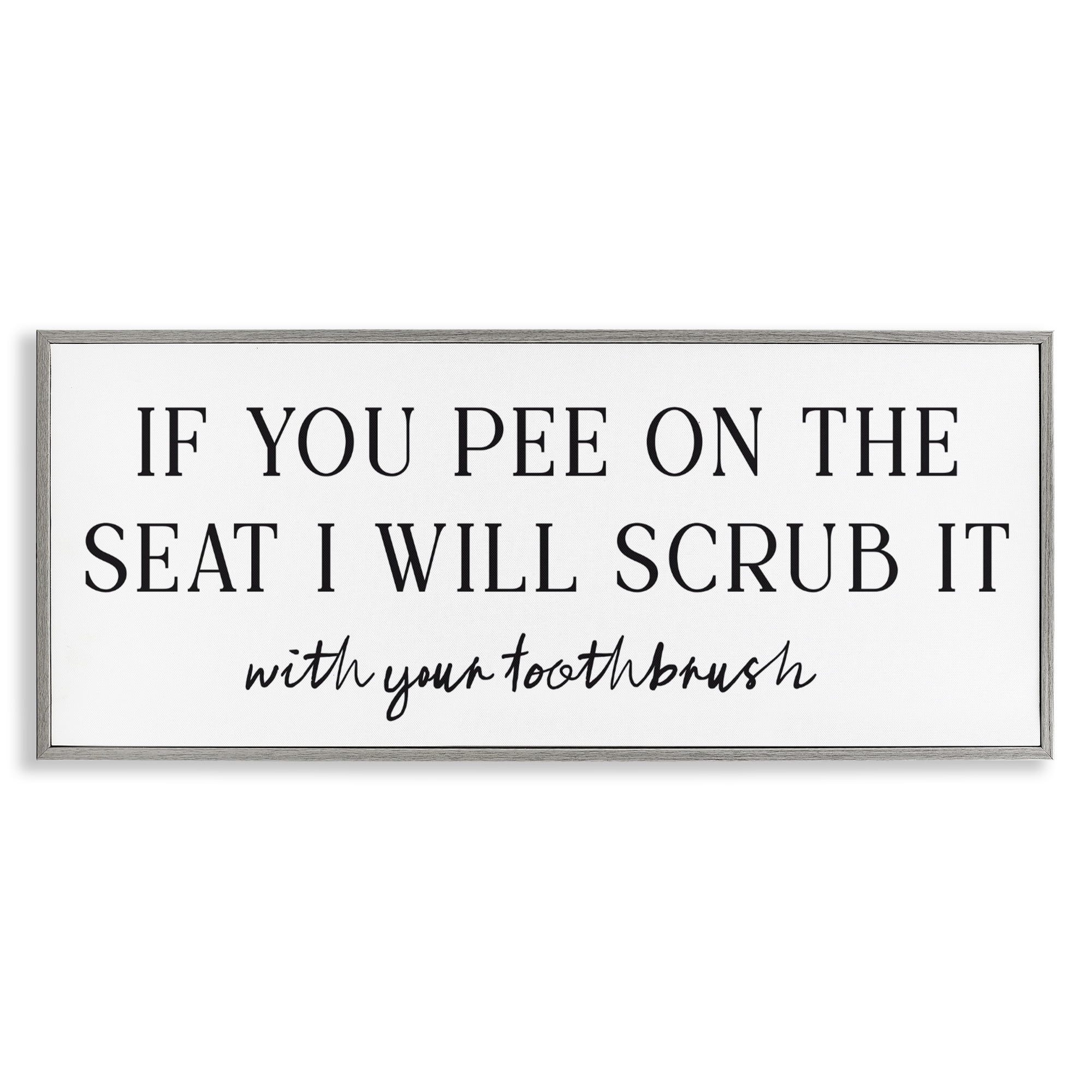 Stupell Industries Pee On The Seat Humor Gray Framed Giclee Art, design by Lettered and Lined