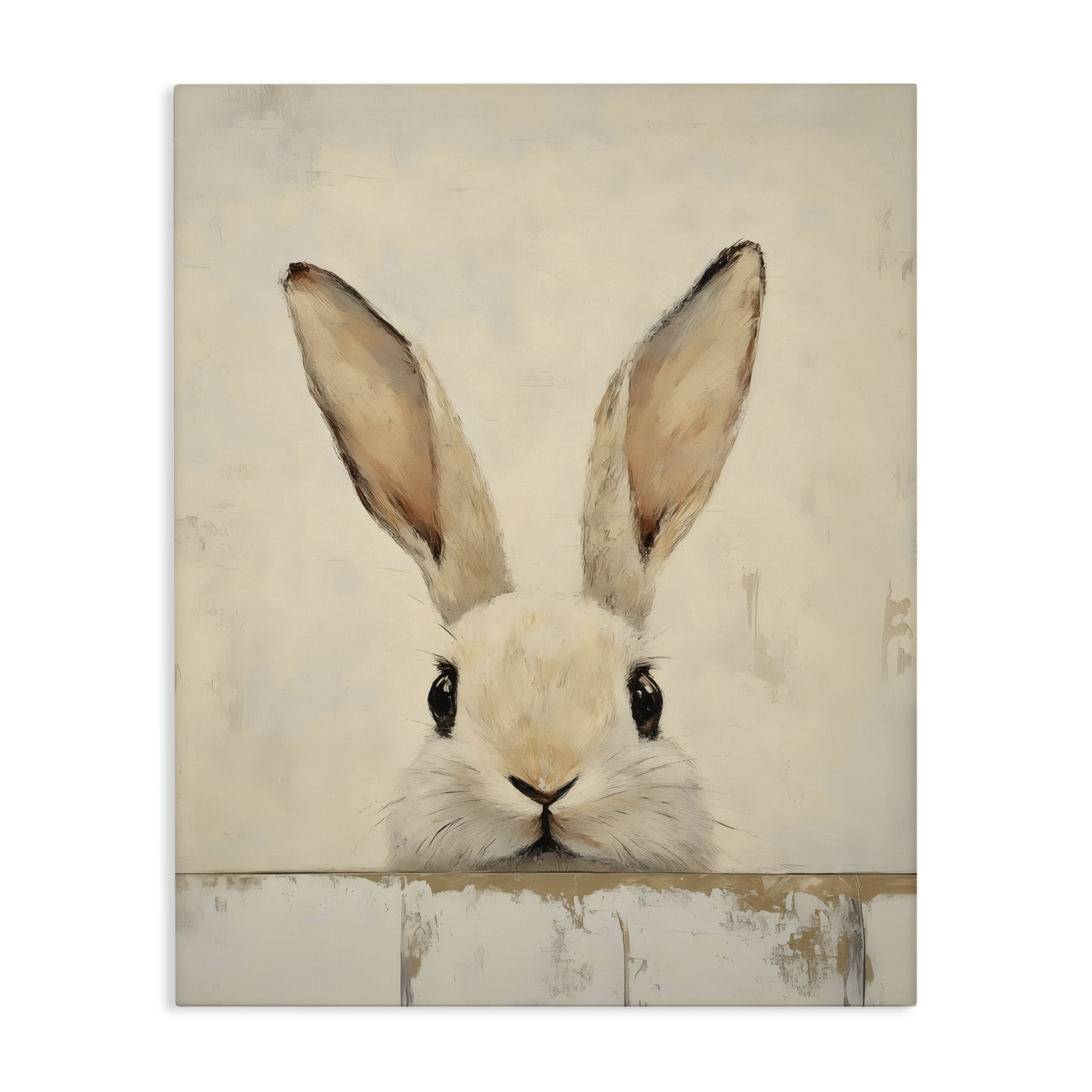 Stupell Industries Peeking Bunny in Soft Neutrals Canvas Wall Art, design by LSR Design Studio