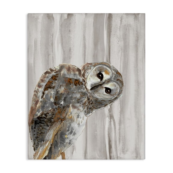Stupell Industries Peeking Owl's Gaze Canvas Wall Art design by Patti Mann, 20 x 16