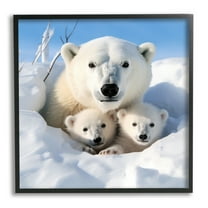 Stupell Industries Peeking Polar Bear & Cubs Animals & Insects Photography Black Framed Art Print Wall Art, 12 x 12