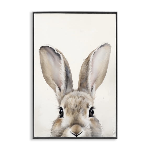 Stupell Industries Peeking Rabbit Eyes Animals & Insects Painting Black Framed Art Print Wall Art, 12 x 18