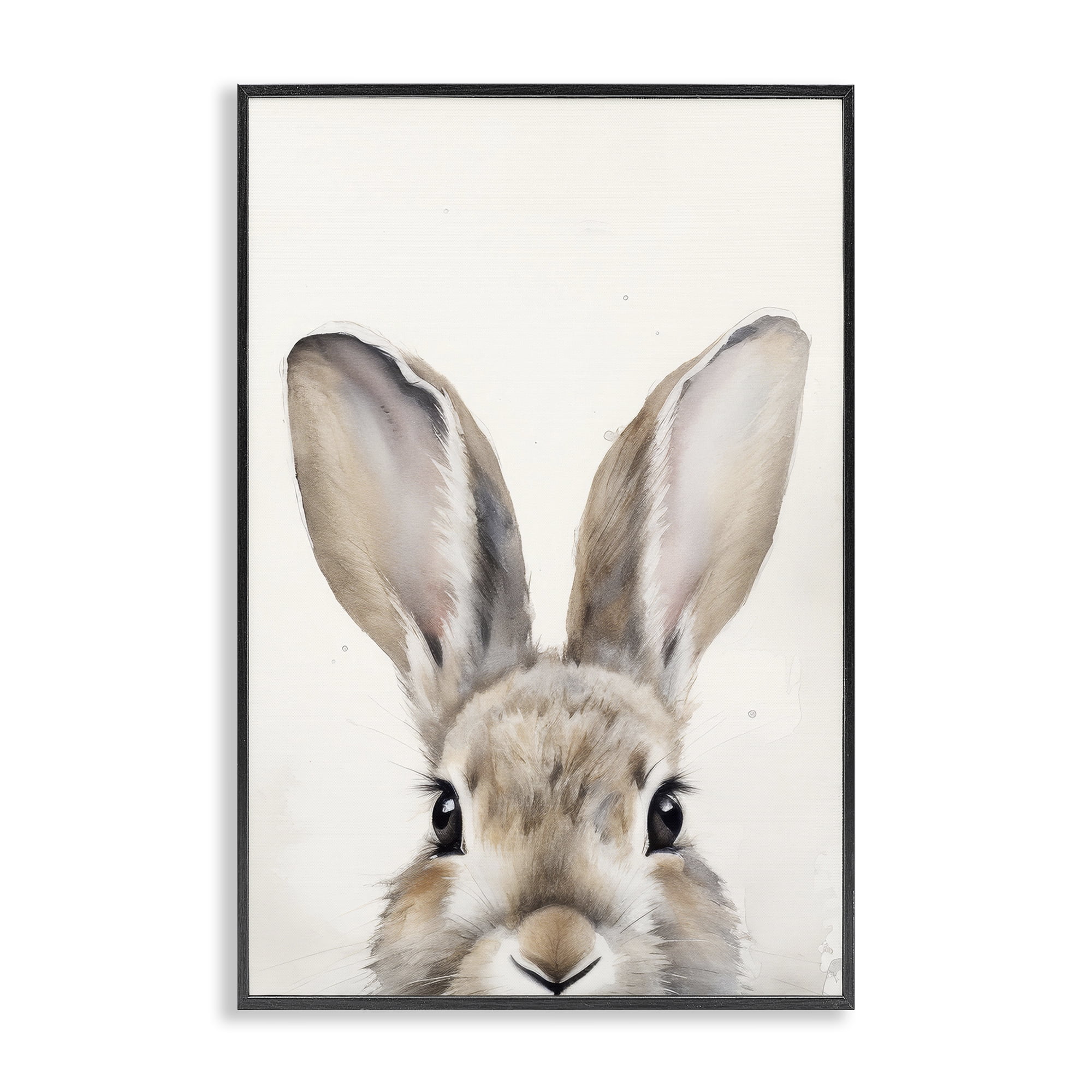 Stupell Industries Peeking Rabbit Eyes Animals & Insects Painting Black Framed Art Print Wall Art, 16 x 24