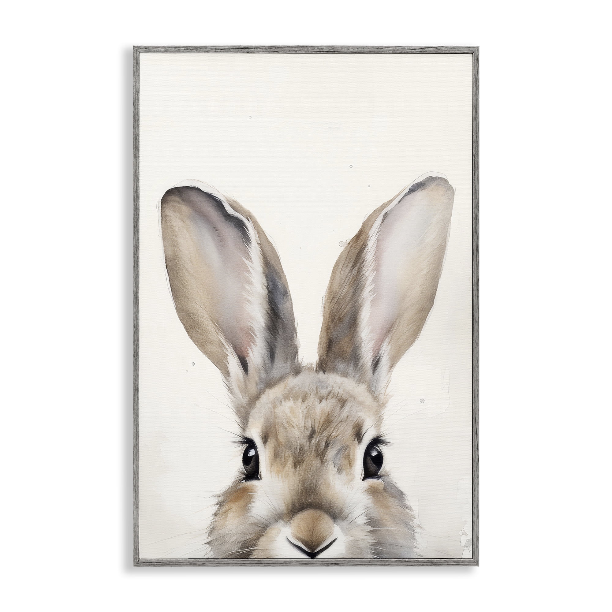 Stupell Industries Peeking Rabbit Eyes Animals & Insects Painting Gray Framed Art Print Wall Art, 20 x 30