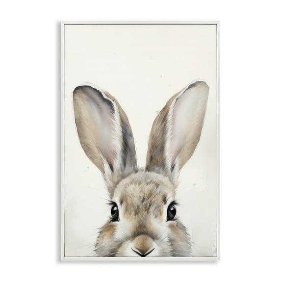 Stupell Industries Peeking Rabbit Eyes Animals & Insects Painting White Framed Art Print Wall Art, 16 x 24