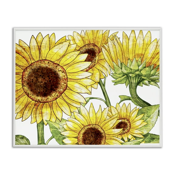 Stupell Industries Peeking Sunflower Blooms White Framed Giclee Art, design by Kim Allen