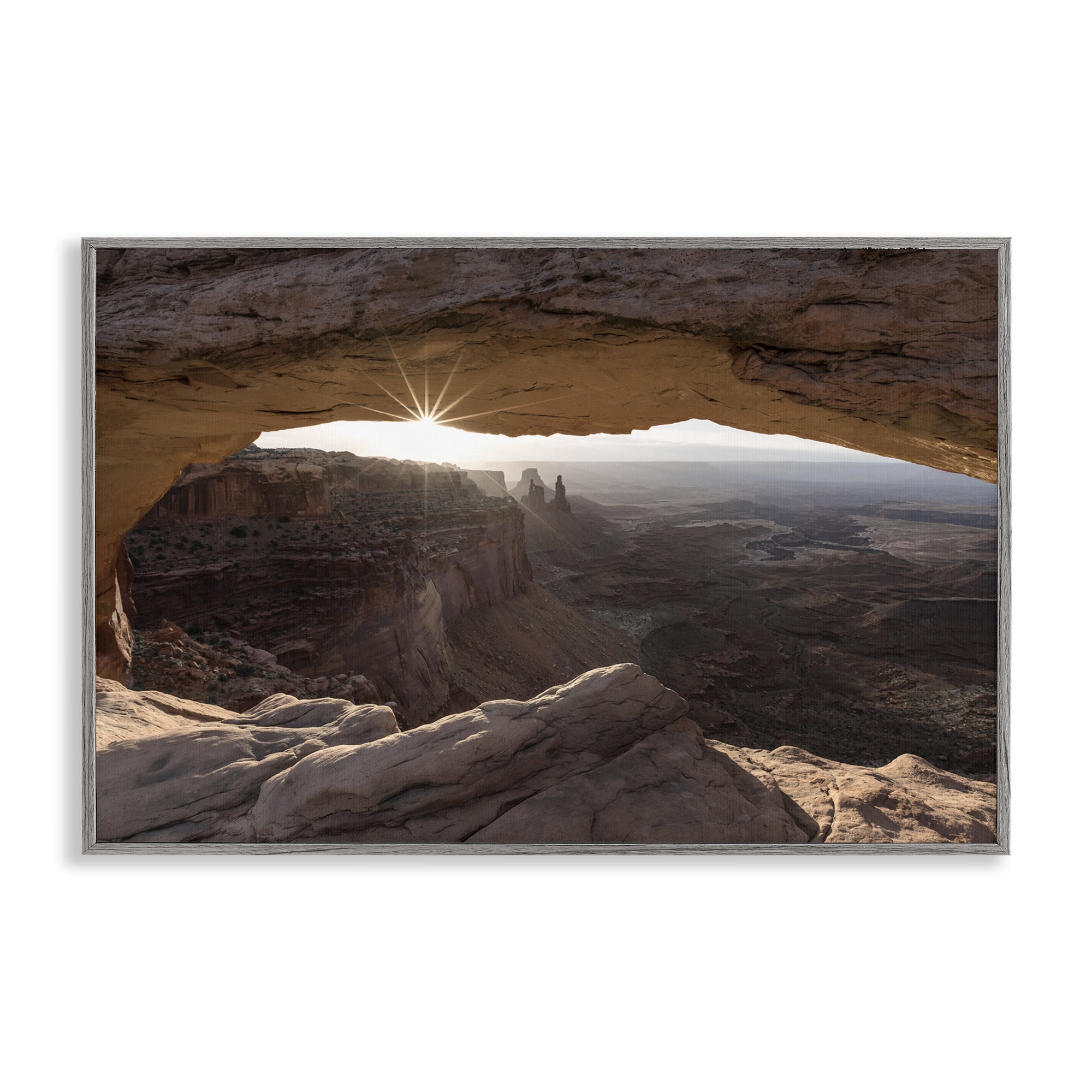 Stupell Industries Peeking Through Desert Arch Landscape & Nature Photography Gray Framed Art Print Wall Art, 24 x 16