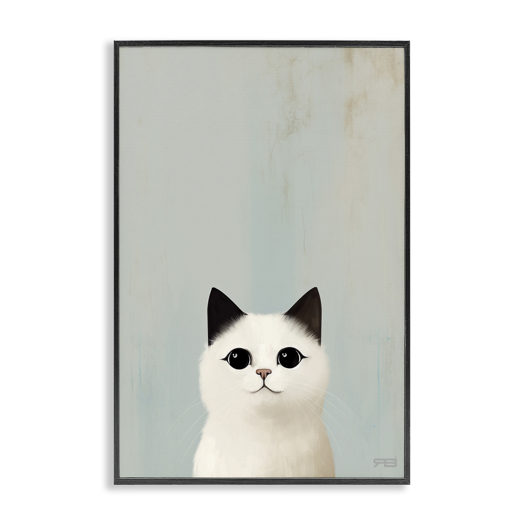 Stupell Industries Peeking White Kitten Animals & Insects Painting Black Framed Art Print Wall Art, 20 x 30