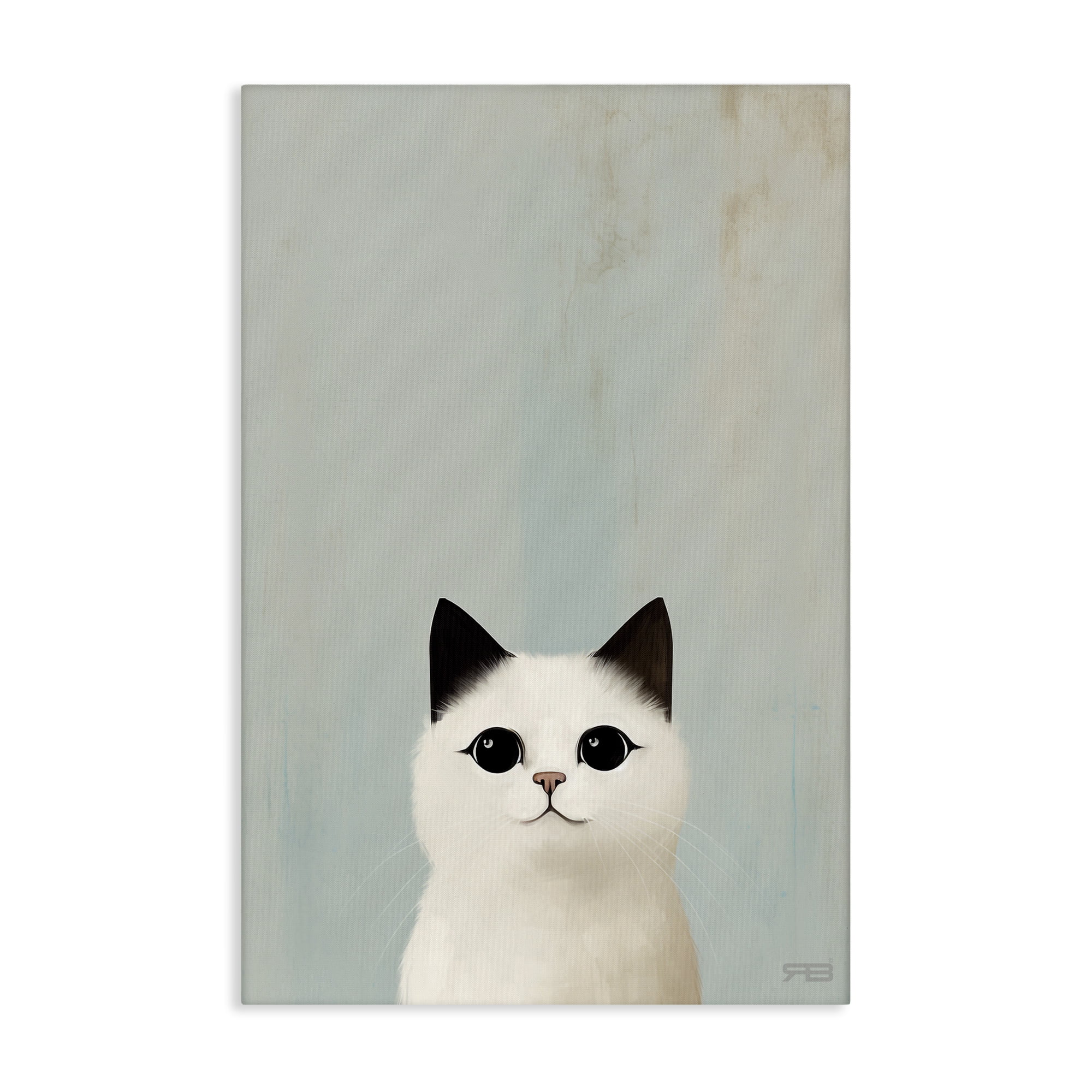 Stupell Industries Peeking White Kitten Animals & Insects Painting Gallery Wrapped Canvas Art Print Wall Art, 20 x 30