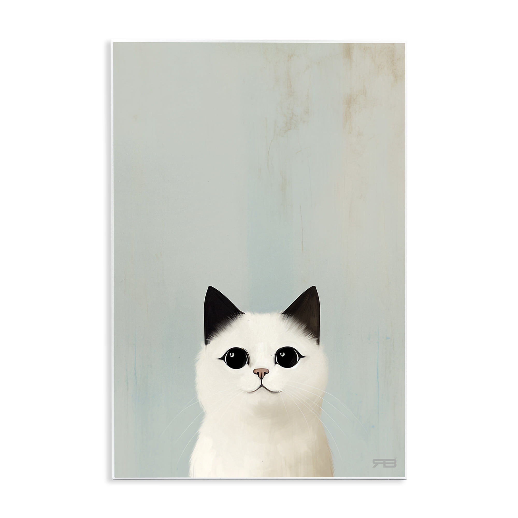 Stupell Industries Peeking White Kitten Animals & Insects Painting Unframed Art Print Wall Art, 10 x 15